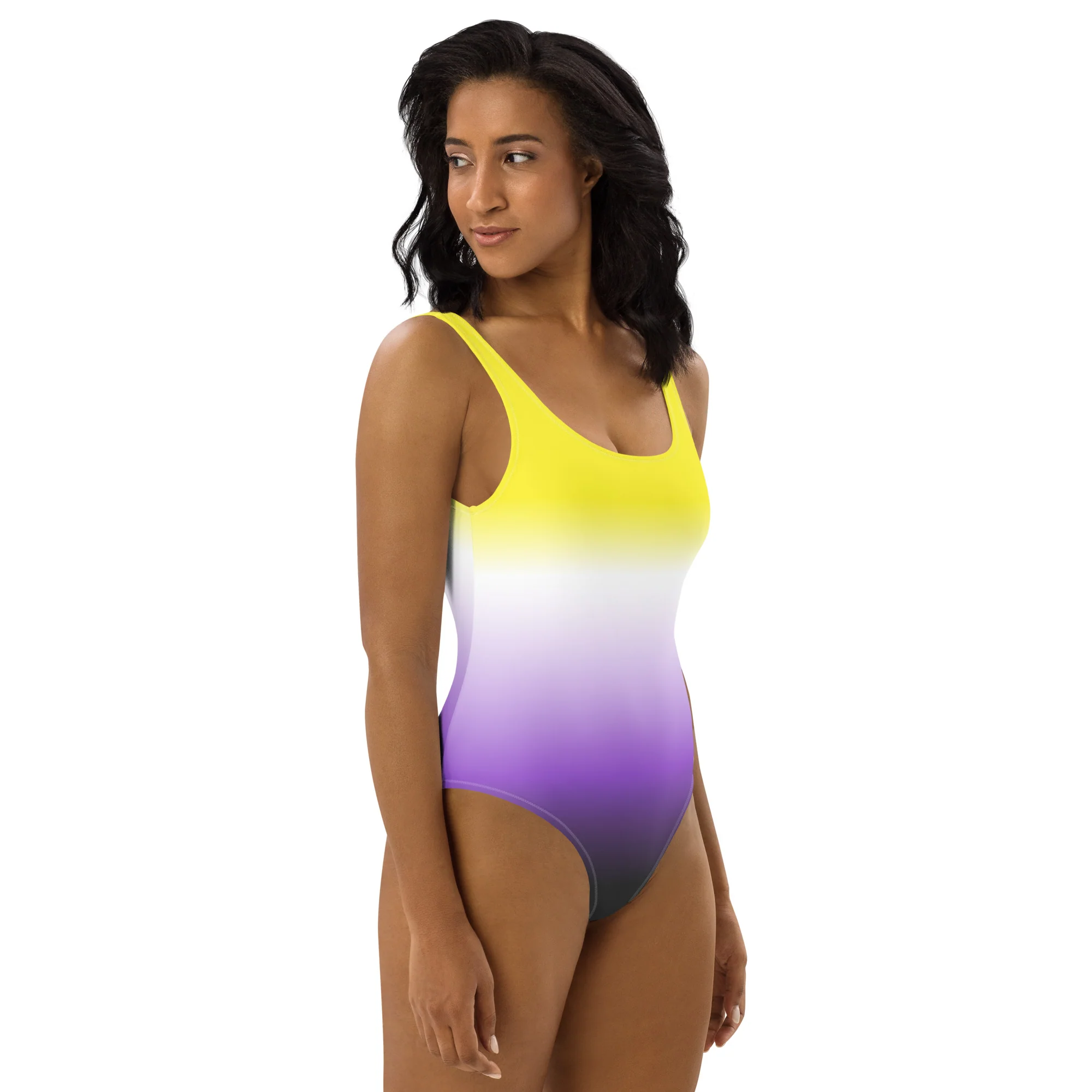 Non Binary Graduated Colours One-Piece Swimsuit - Image 2
