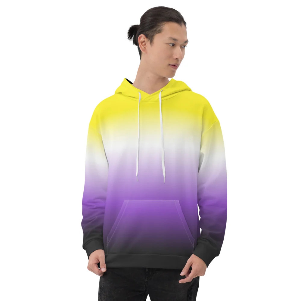 Non Binary Graduated Pride Flag Hoodie - Image 3