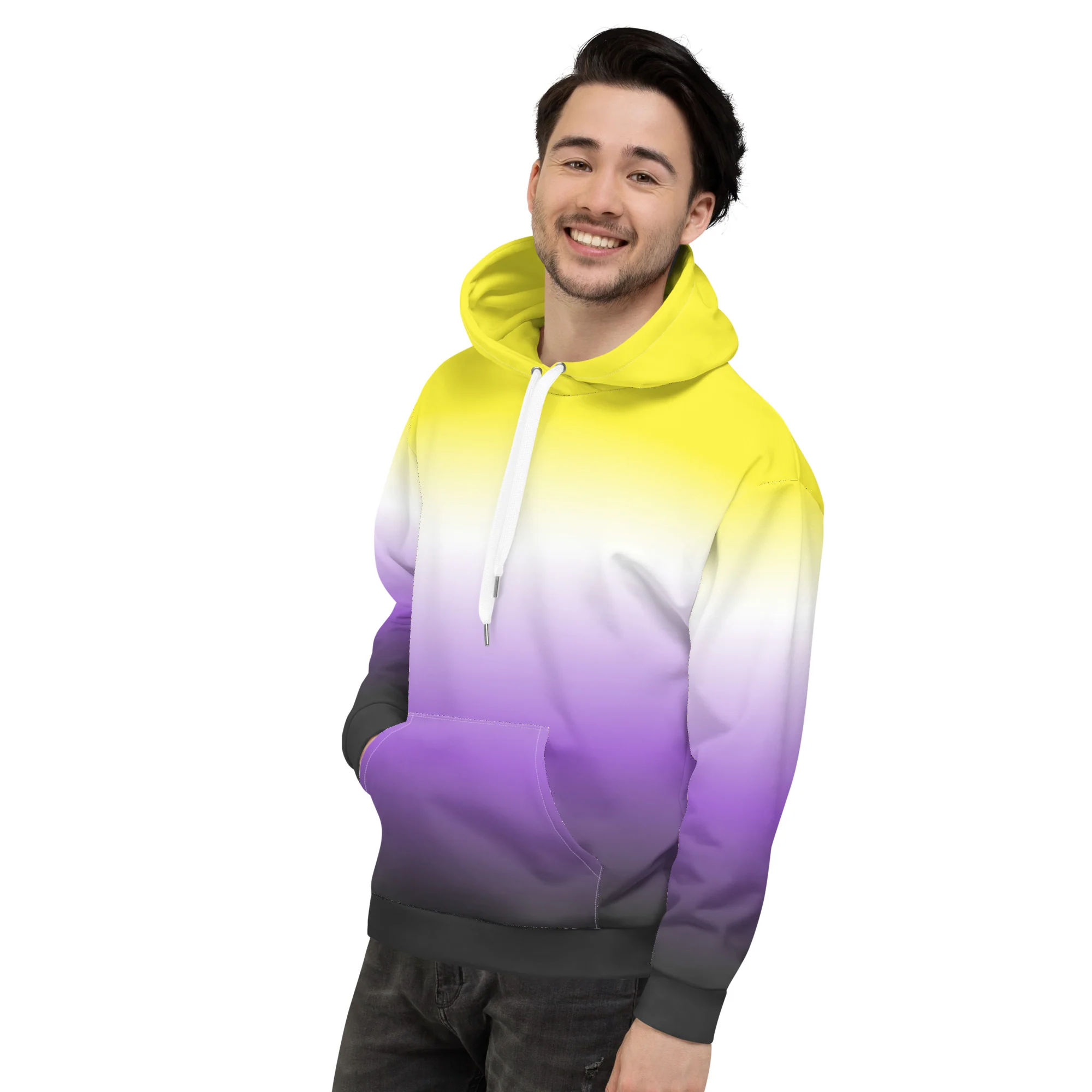 Non Binary Graduated Pride Flag Hoodie - Image 4