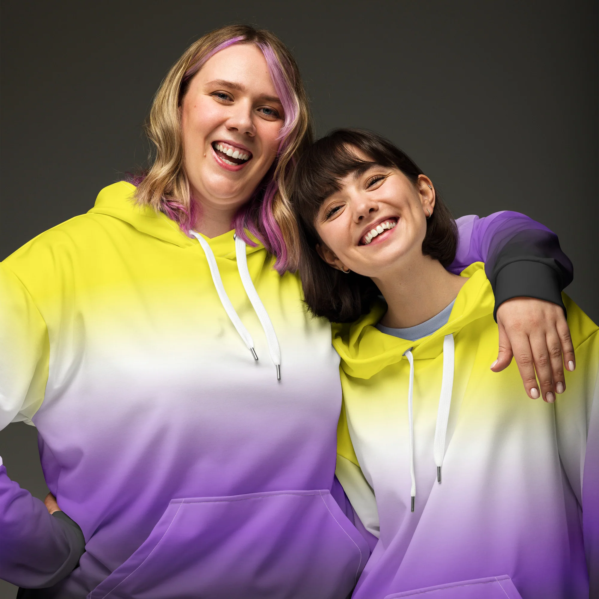 Non Binary Graduated Pride Flag Hoodie - Image 6