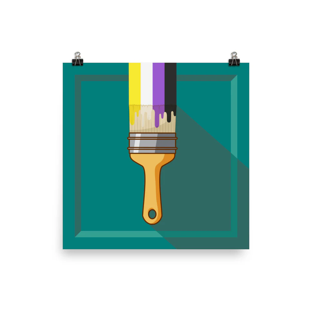 Non Binary Paintbrush Art Print