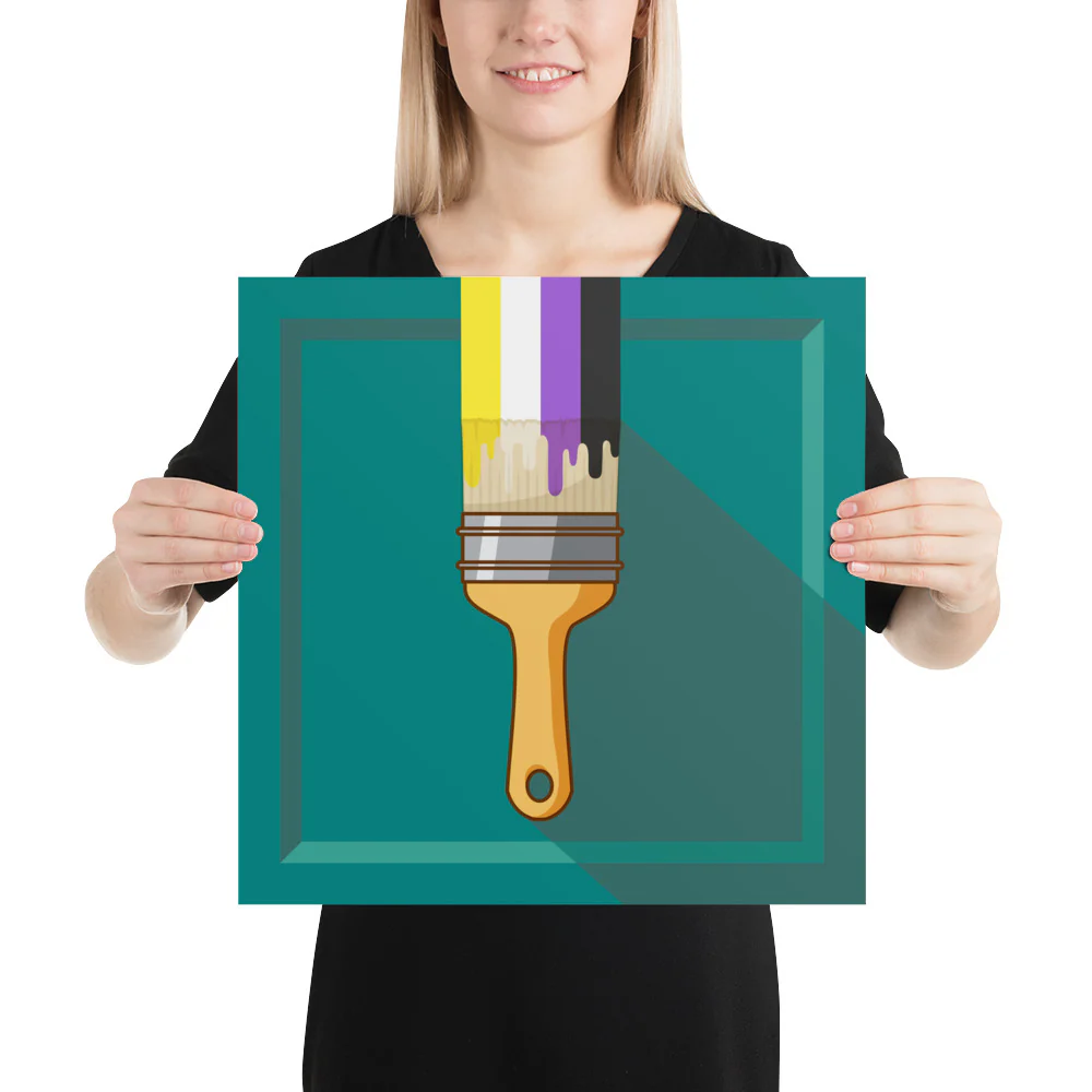 Non Binary Paintbrush Art Print - Image 3