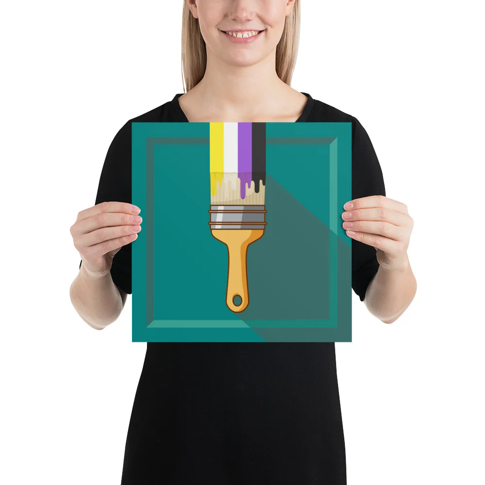 Non Binary Paintbrush Art Print - Image 4