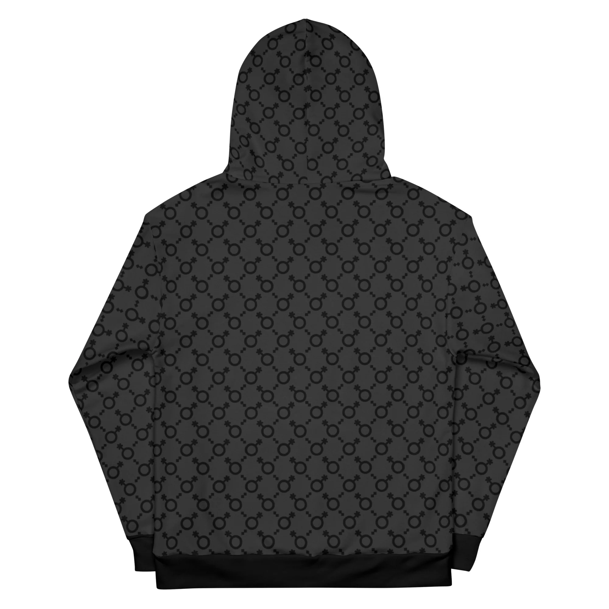 Non Binary Symbol Pattern Black/Grey Hoodie - Image 5