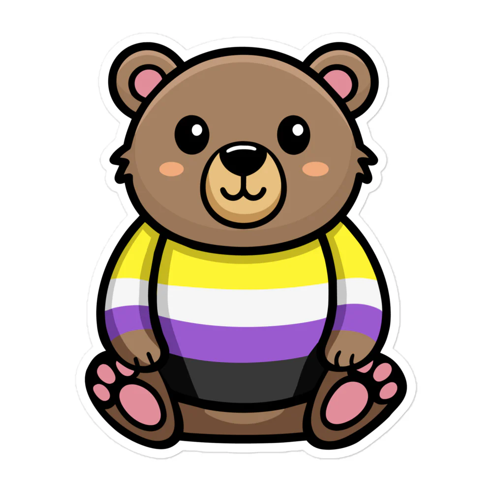 Non Binary Pride Bear Sticker