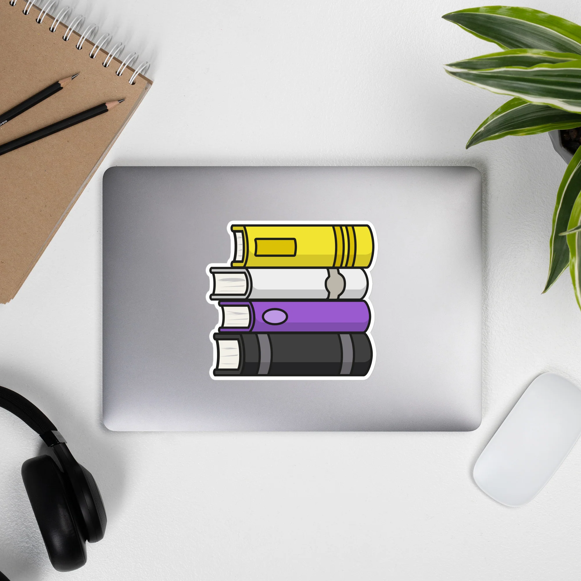 Non Binary Pride Flag Book Stack Sticker - Image 6