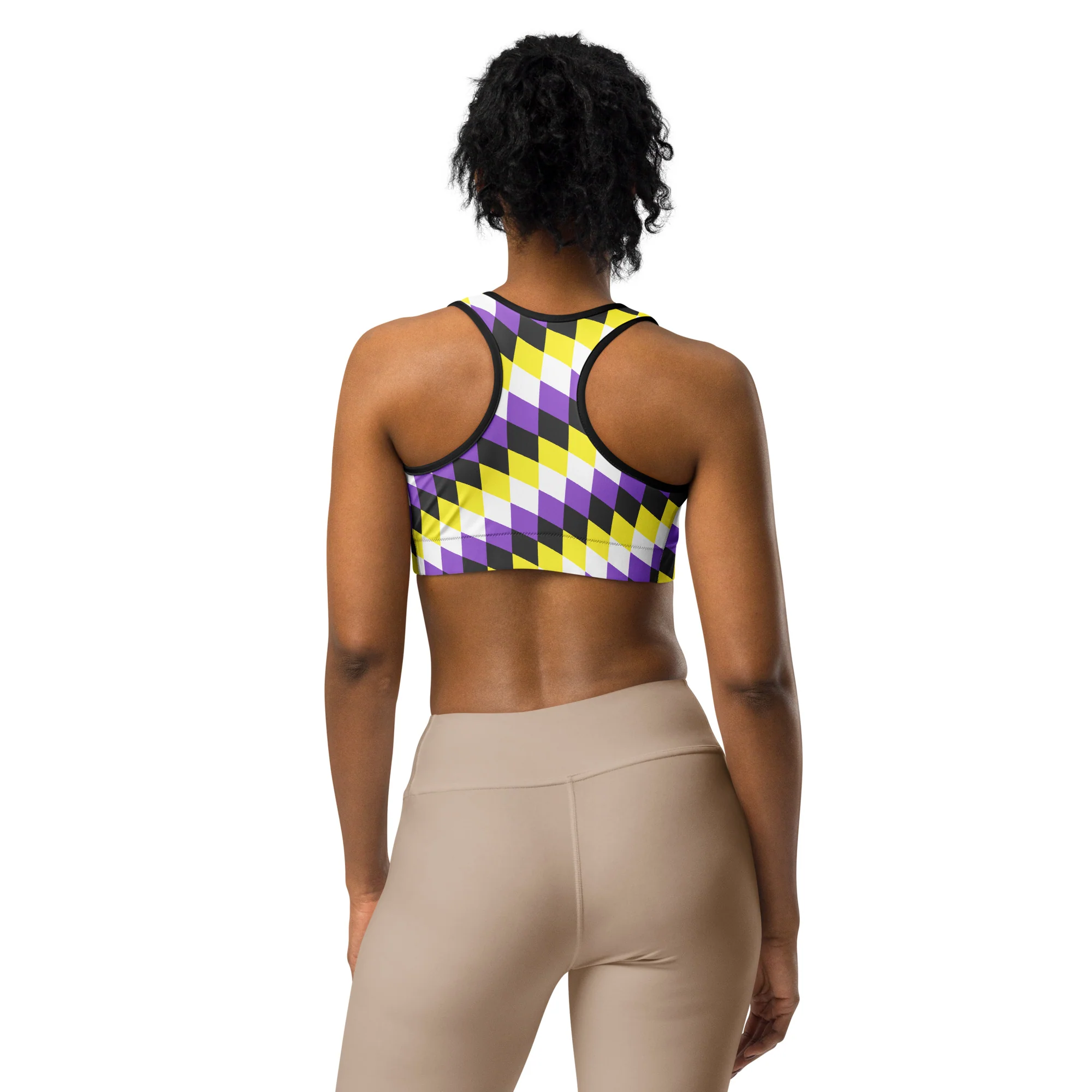 Non Binary Pride Flag Diamonds Sports Bra - Image 4