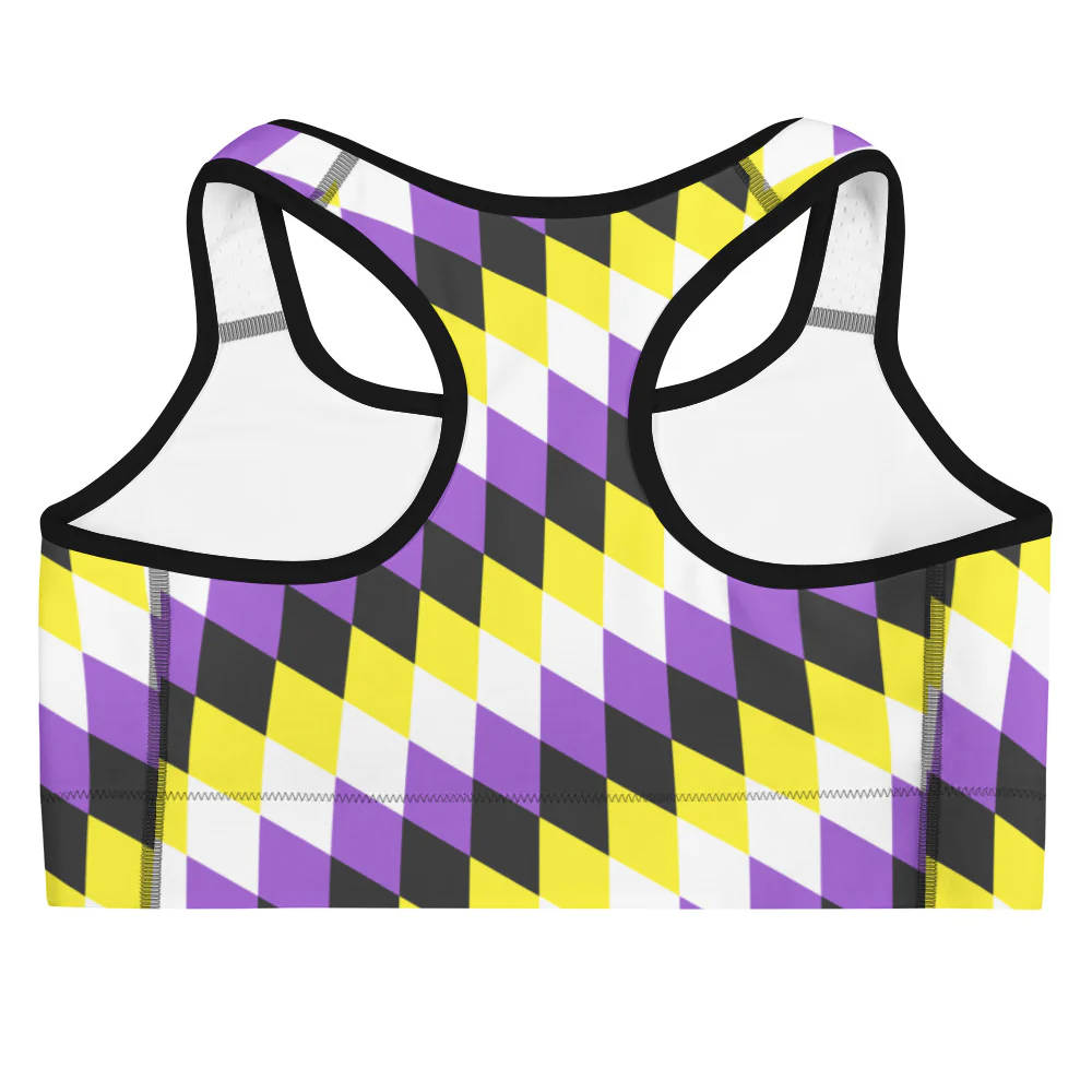 Non Binary Pride Flag Diamonds Sports Bra - Image 7