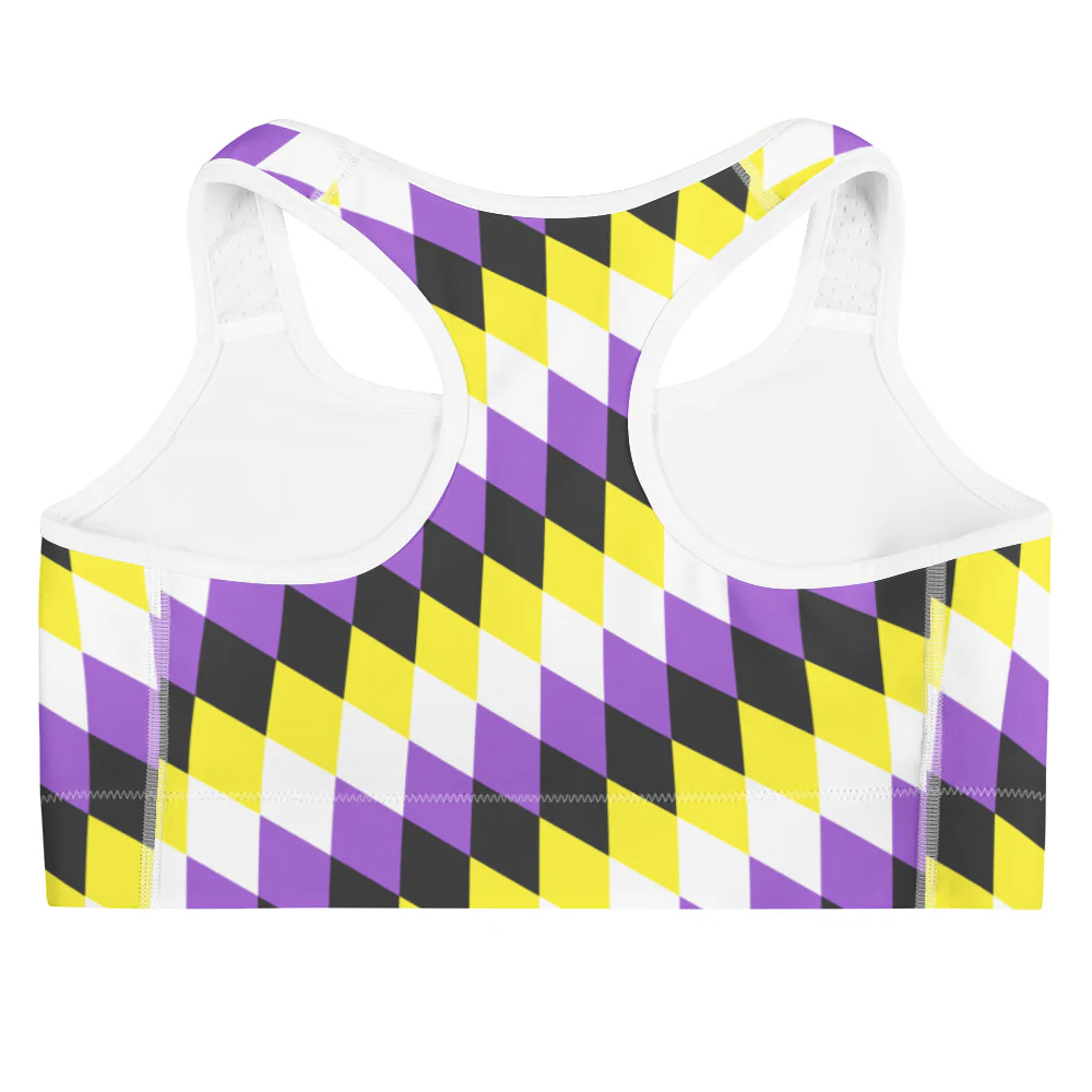 Non Binary Pride Flag Diamonds Sports Bra - Image 9