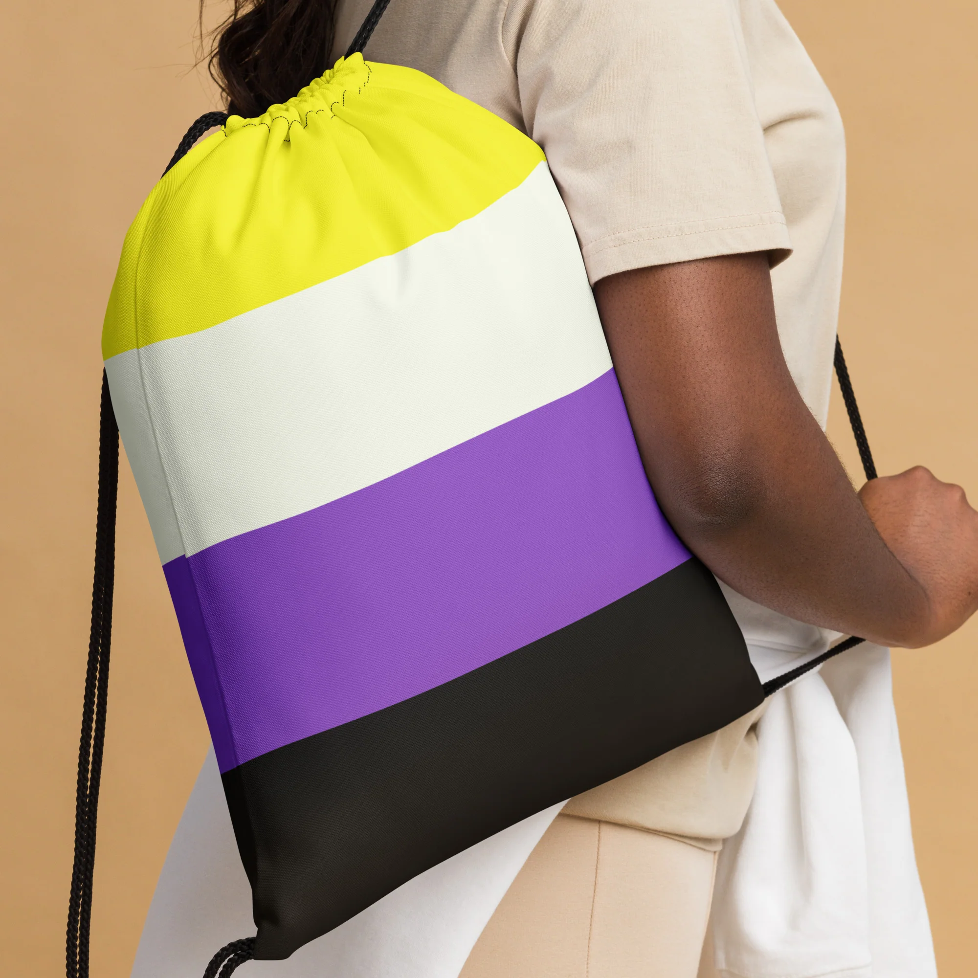 Non-Binary Pride Flag Drawstring Bag - Image 3