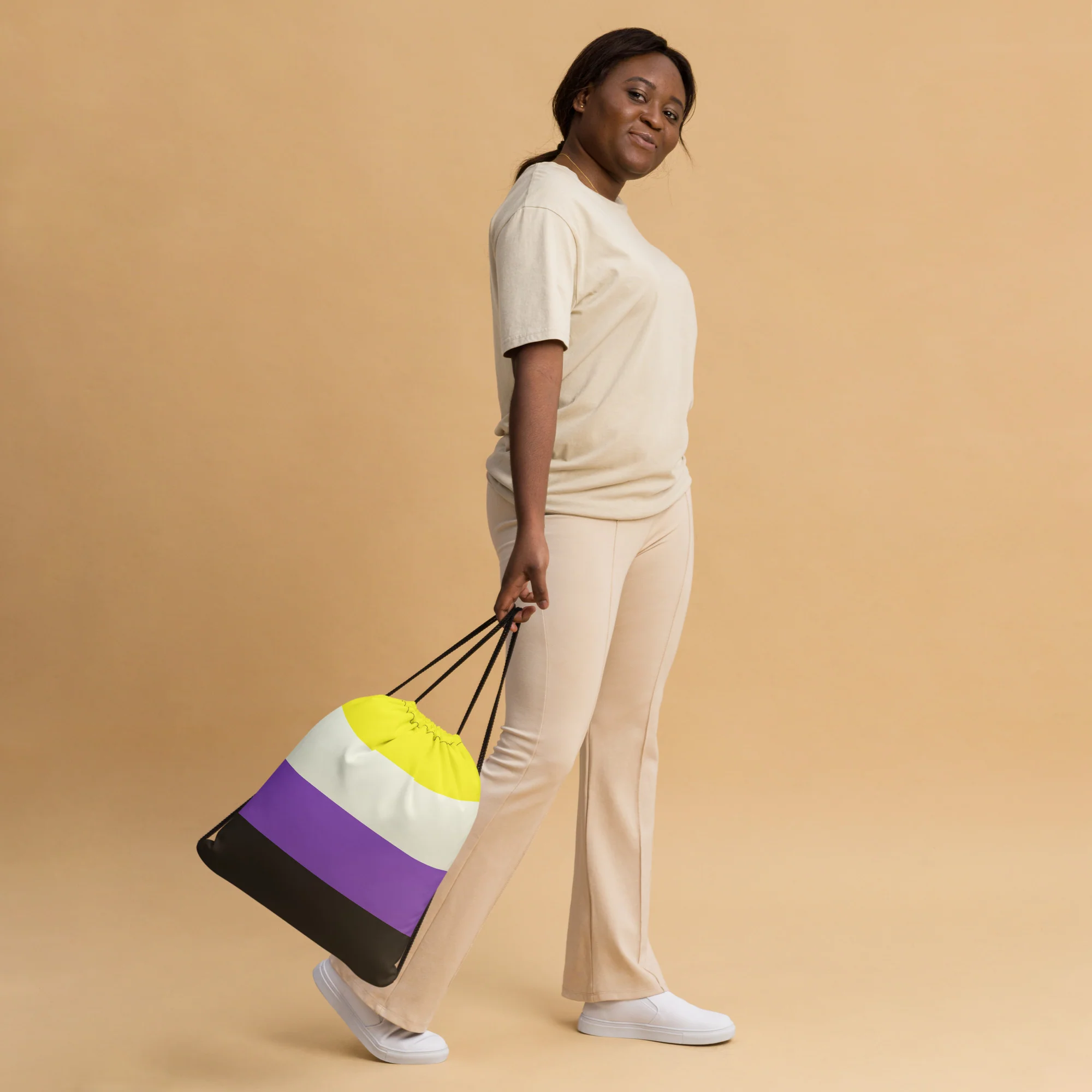 Non-Binary Pride Flag Drawstring Bag - Image 4