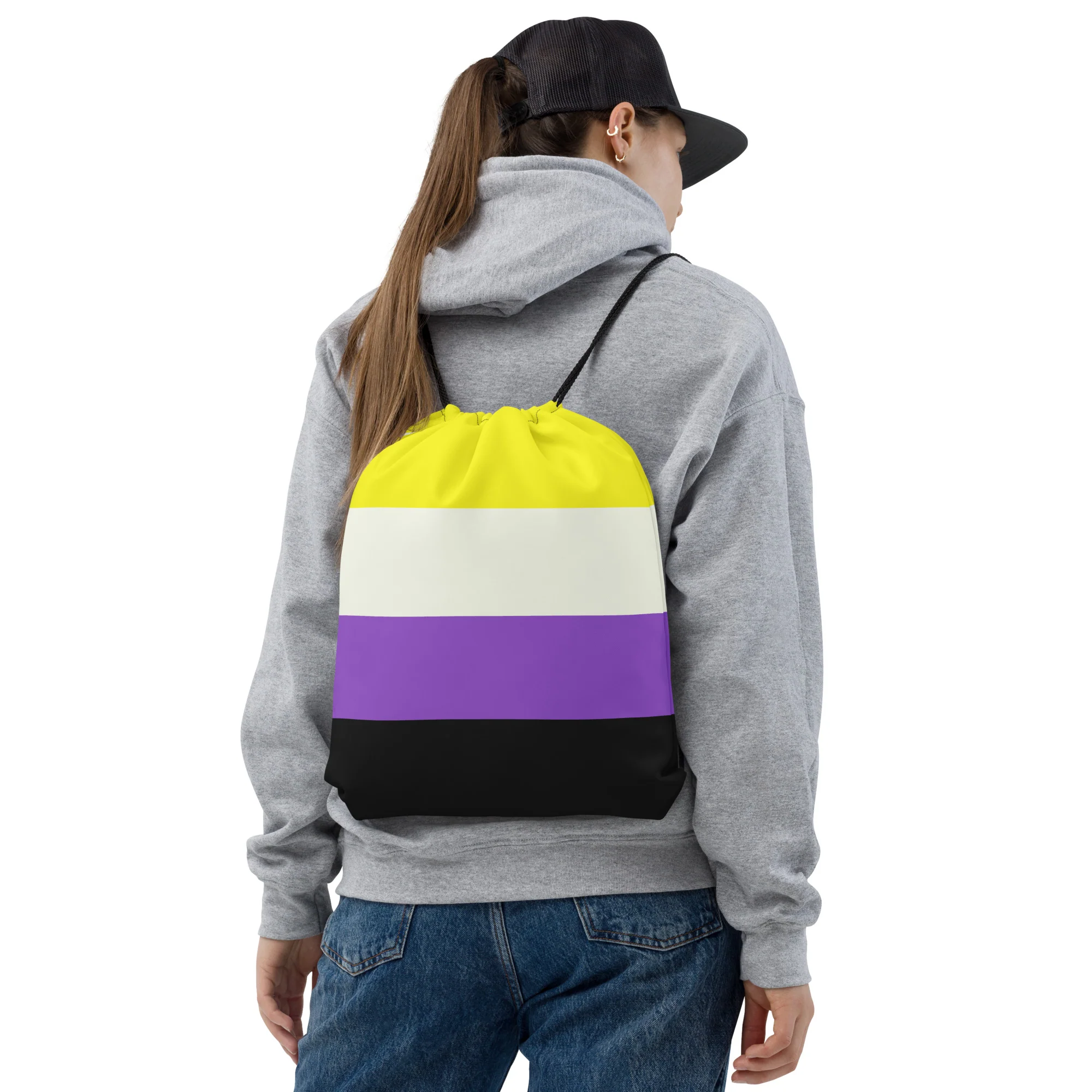 Non-Binary Pride Flag Drawstring Bag - Image 5