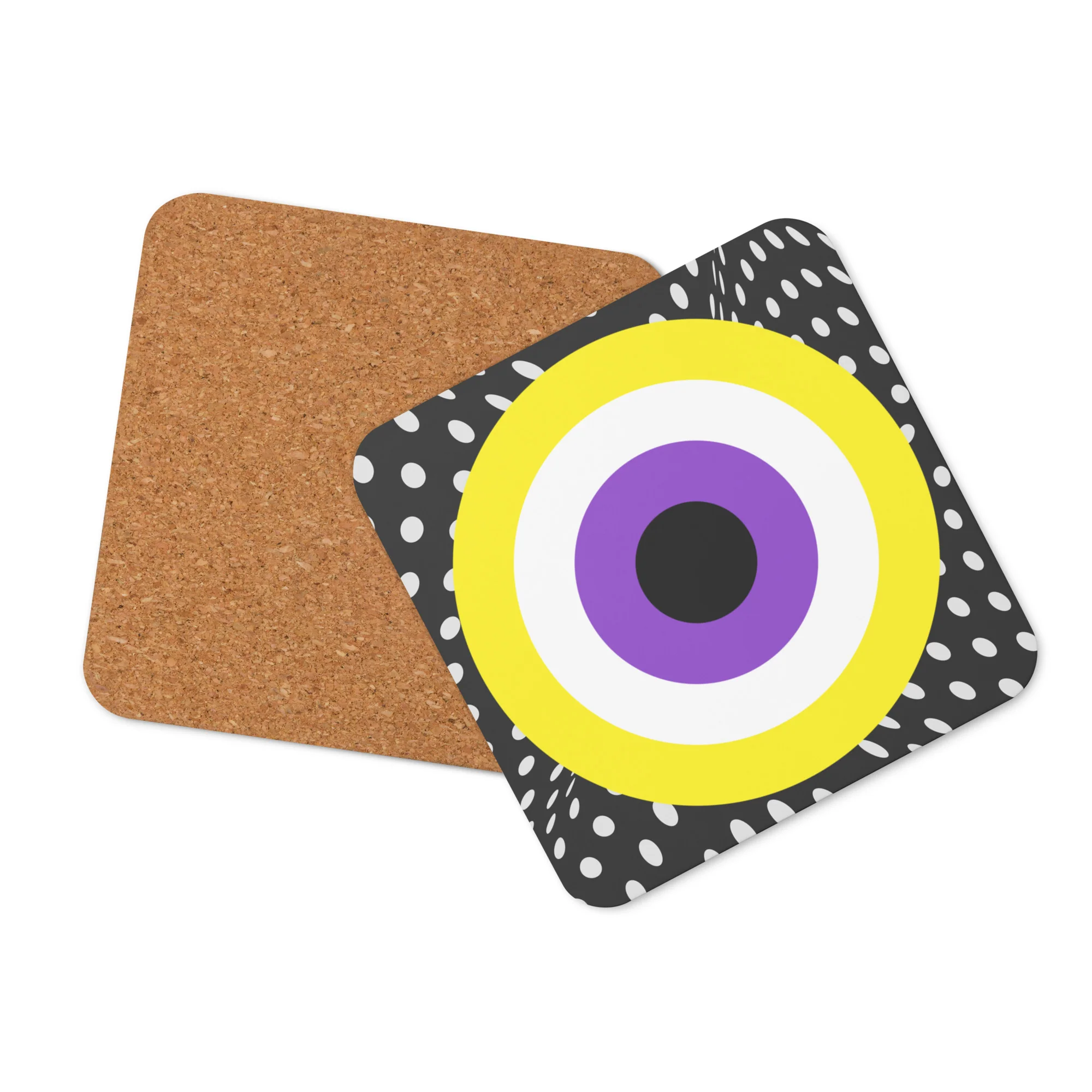 Non-Binary Pride Flag Roundel on Spots Coaster - Image 3