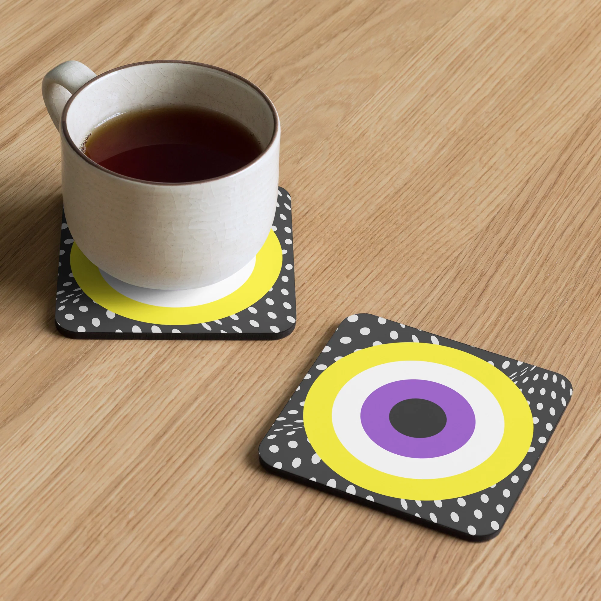 Non-Binary Pride Flag Roundel on Spots Coaster - Image 5