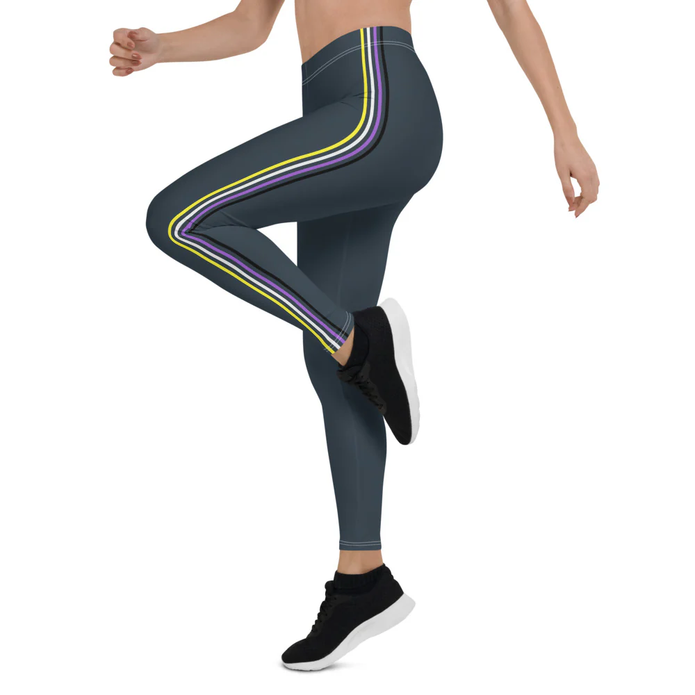 Non-Binary Pride Flag Separated Stripes Leggings - Image 3
