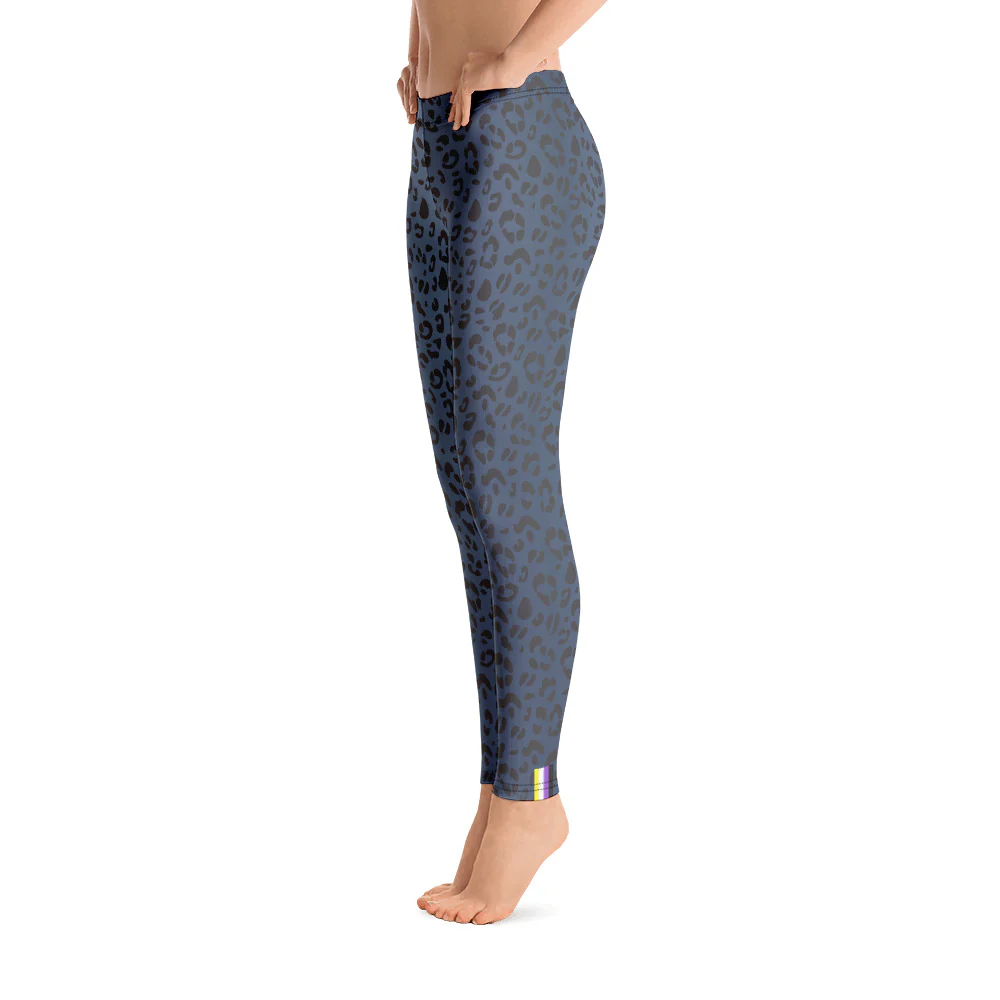 Non-Binary Pride Flash Blue Leopard Print Leggings