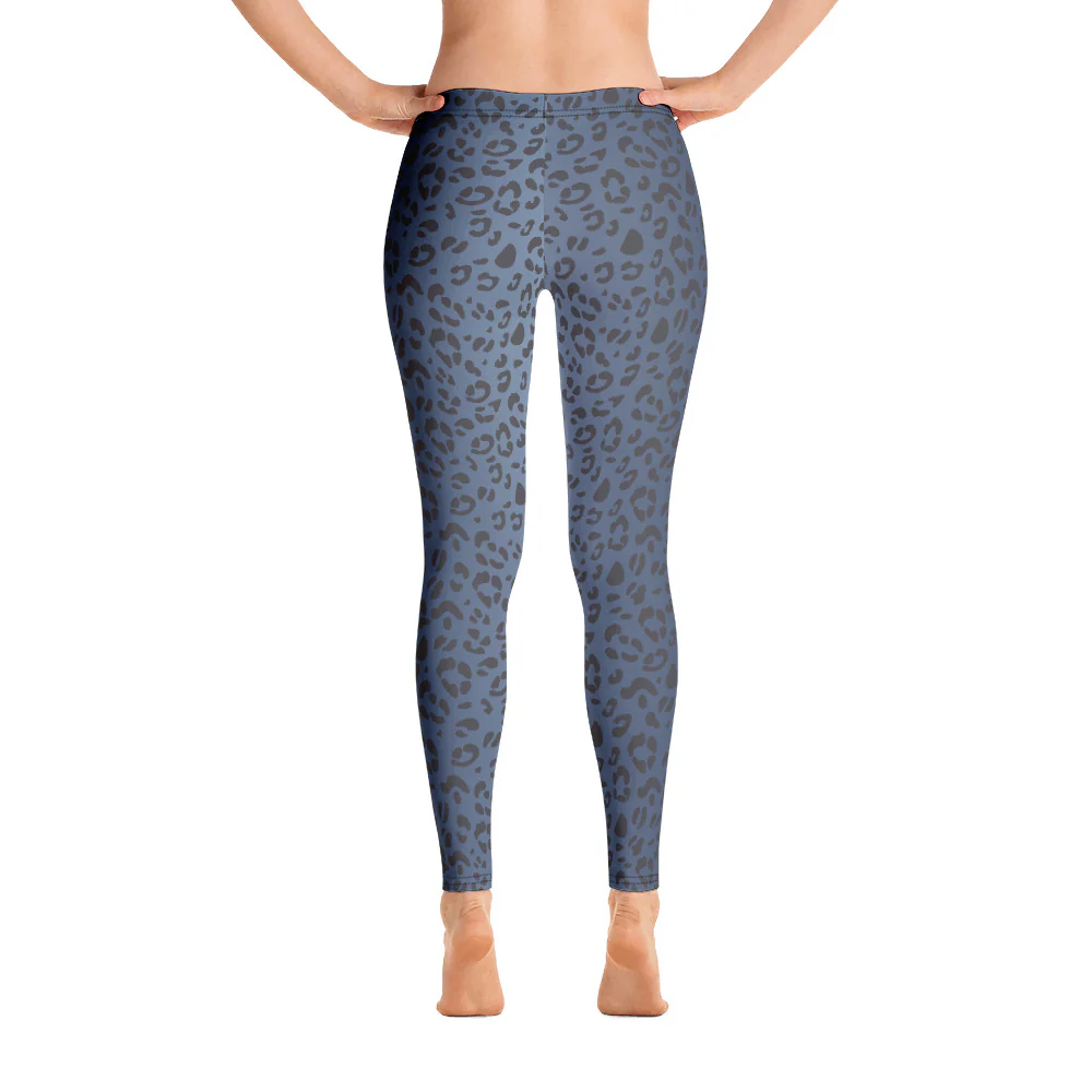 Non-Binary Pride Flash Blue Leopard Print Leggings - Image 5