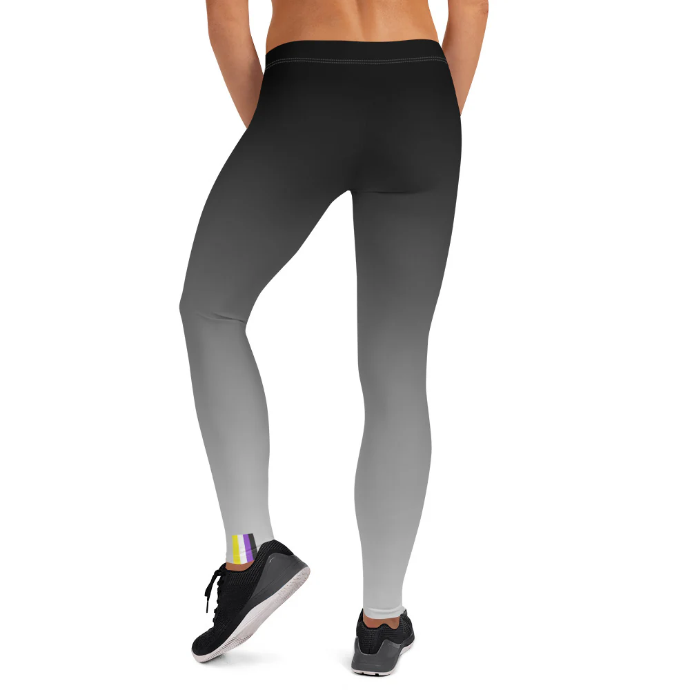 Non-Binary Pride Flash Fade To Grey Leggings - Image 3