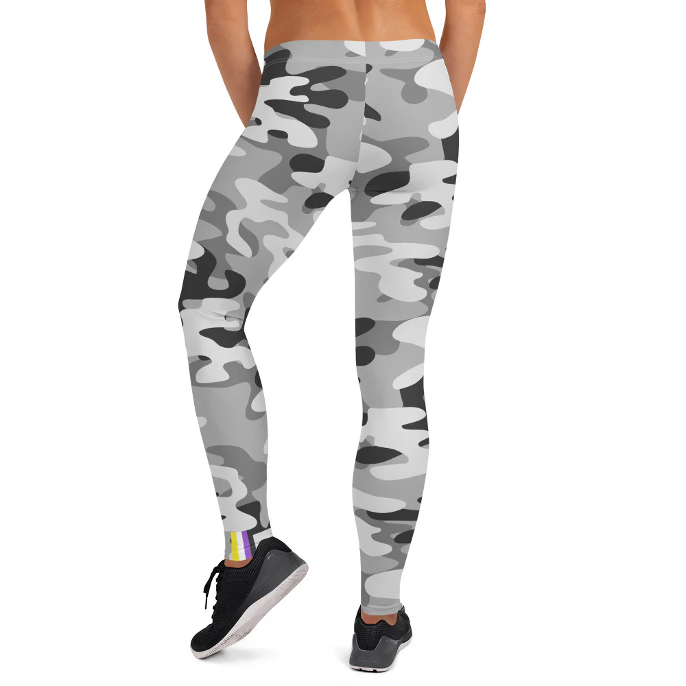 Non-Binary Pride Flash Grey Camo Leggings - Image 2