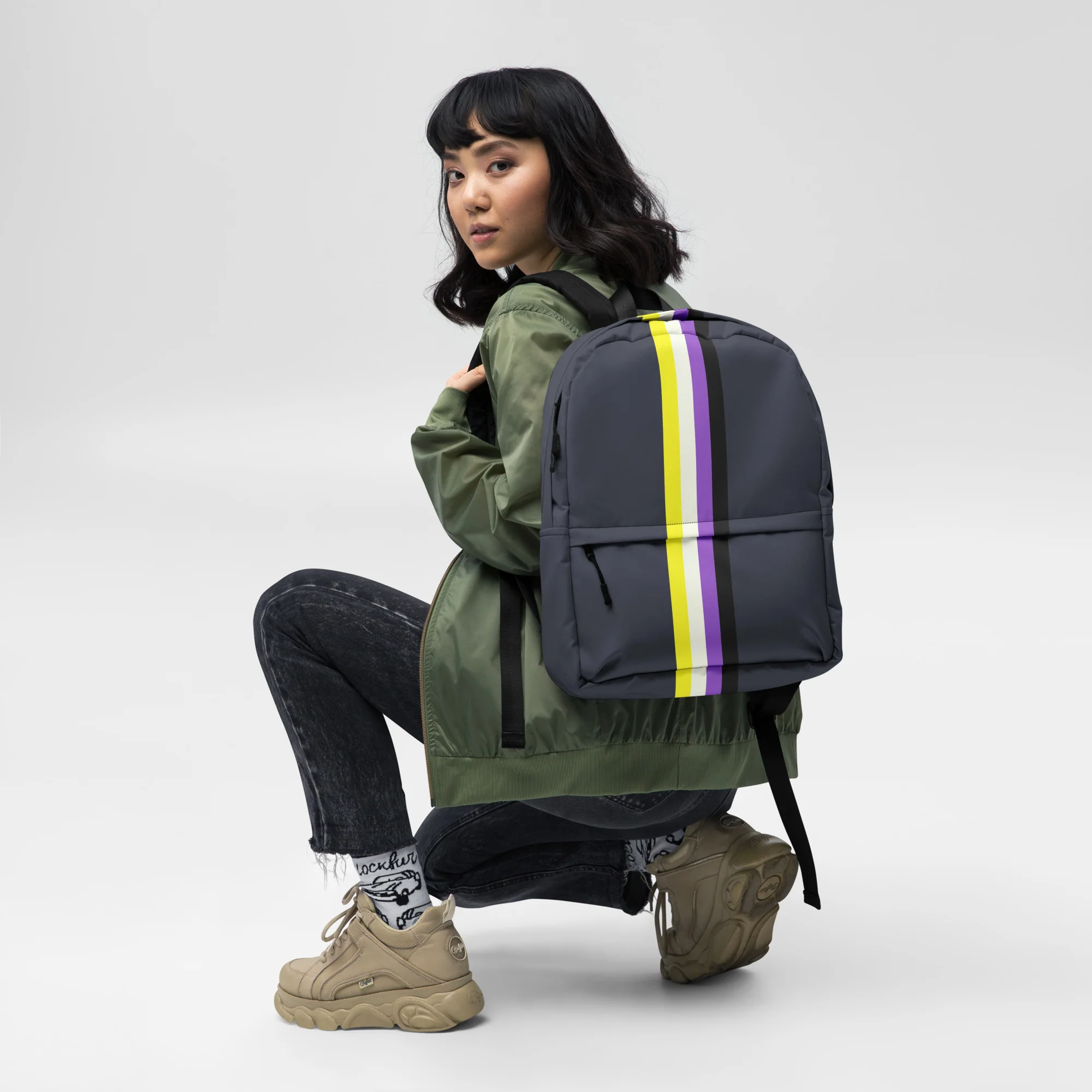 Non Binary Pride Stripe Backpack - Image 3
