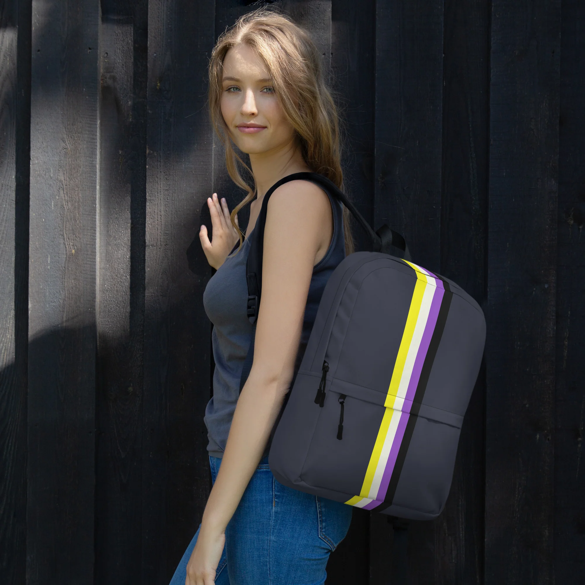 Non Binary Pride Stripe Backpack - Image 6