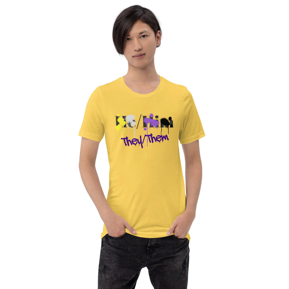 Non-Binary Splash (They/Them Not He/Him) T-Shirt - Image 5