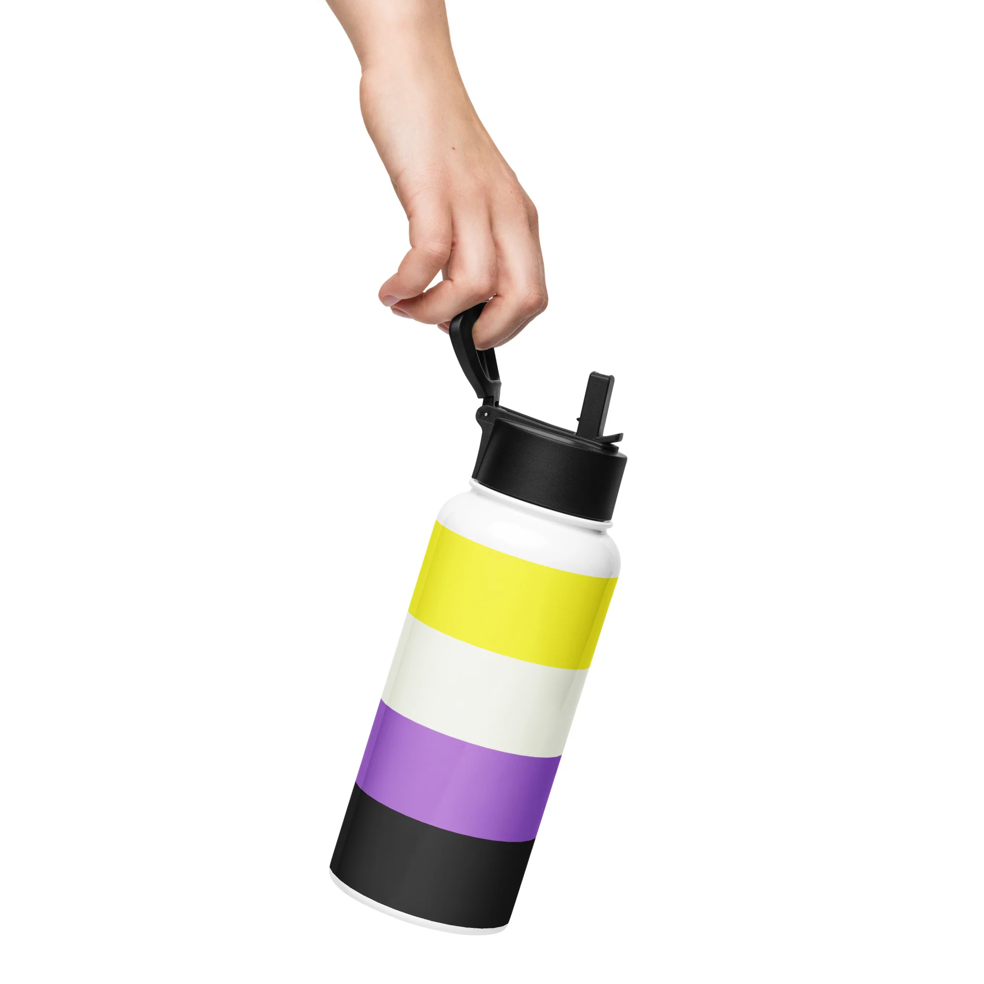 Non Binary Pride Flag Stainless Steel Water Bottle - Image 2