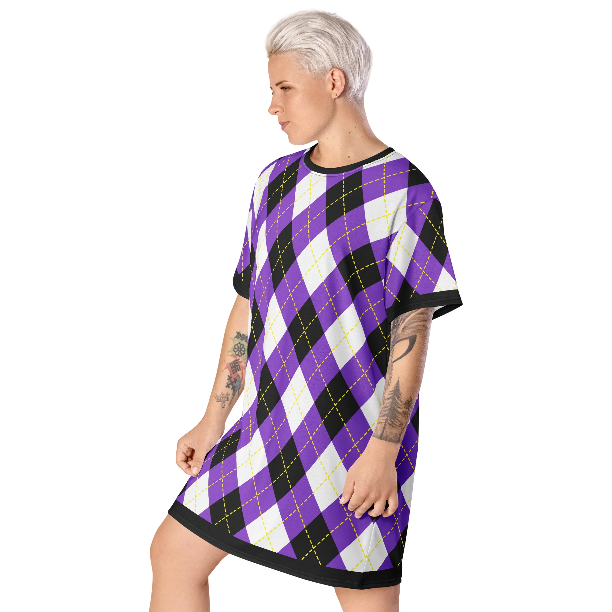 Non Binary Tartan (With Black trim) T-shirt Dress - Image 5