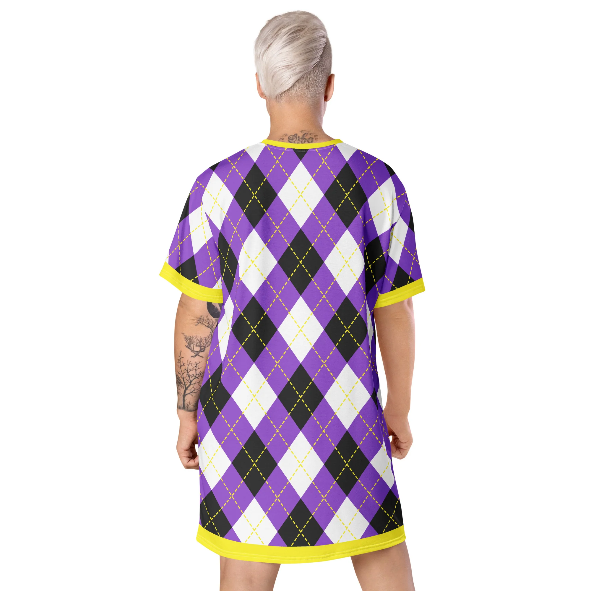Non Binary Tartan (With Yellow Trim) T-shirt dress - Image 4