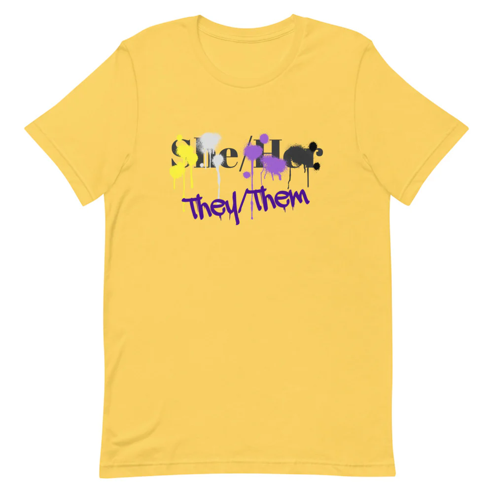 Non-Binary (They/Them Not She/Her) Splash T-shirt - Image 4