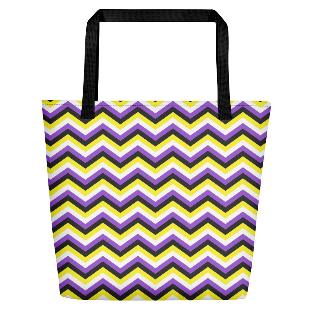 Non-Binary Zig Zag Large Tote/Beach Bag - Image 2