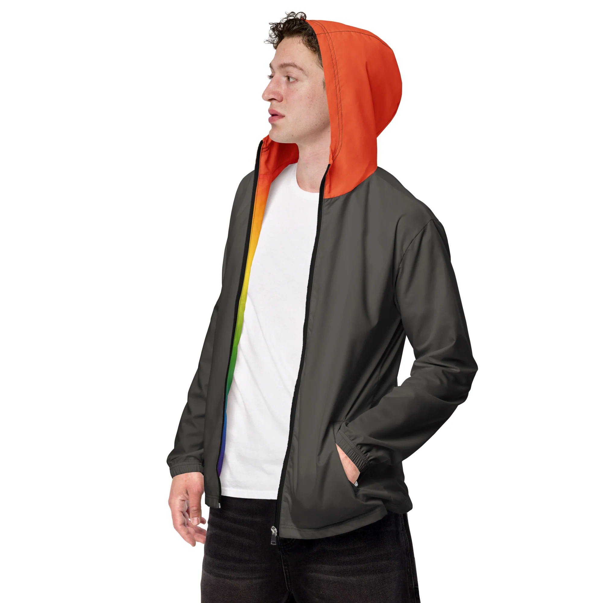 Olive With Orange Hood Windbreaker - Image 5