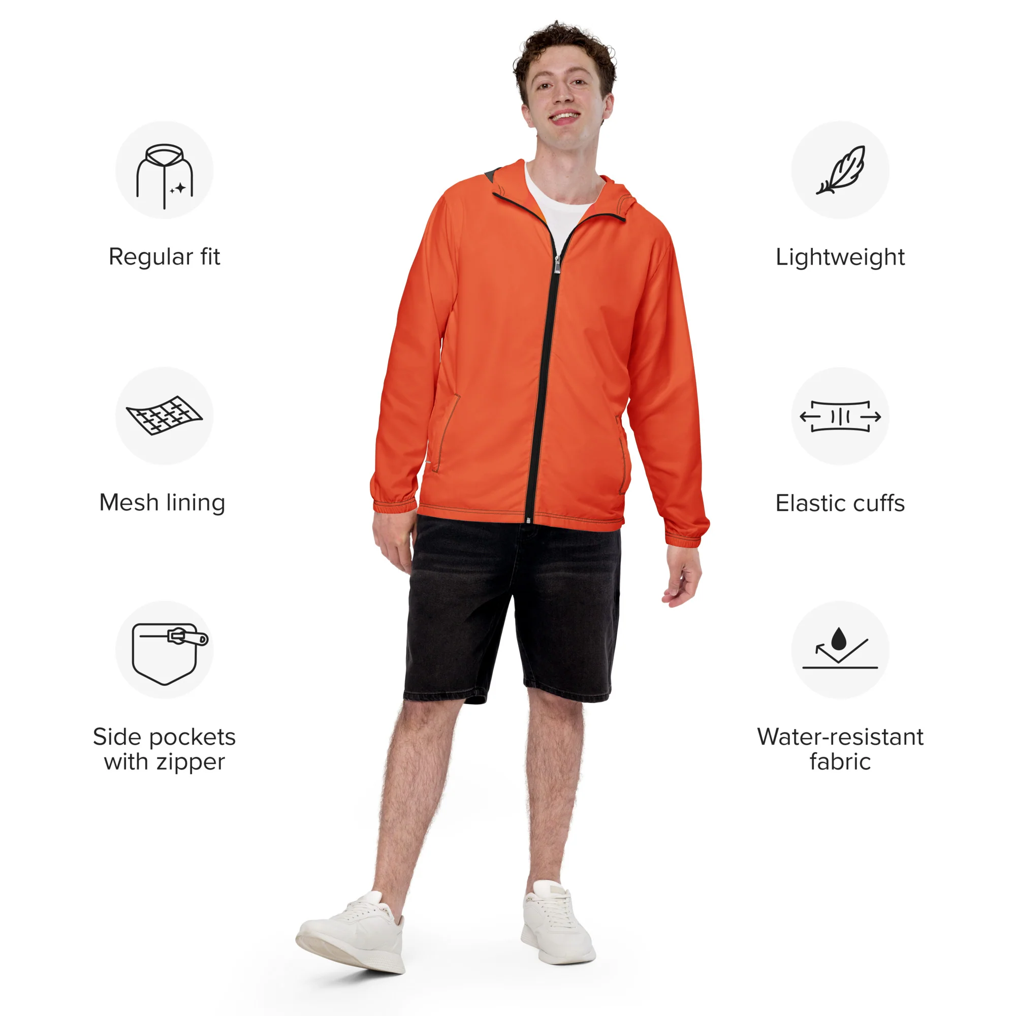 Orange With Olive Hood Windbreaker - Image 4