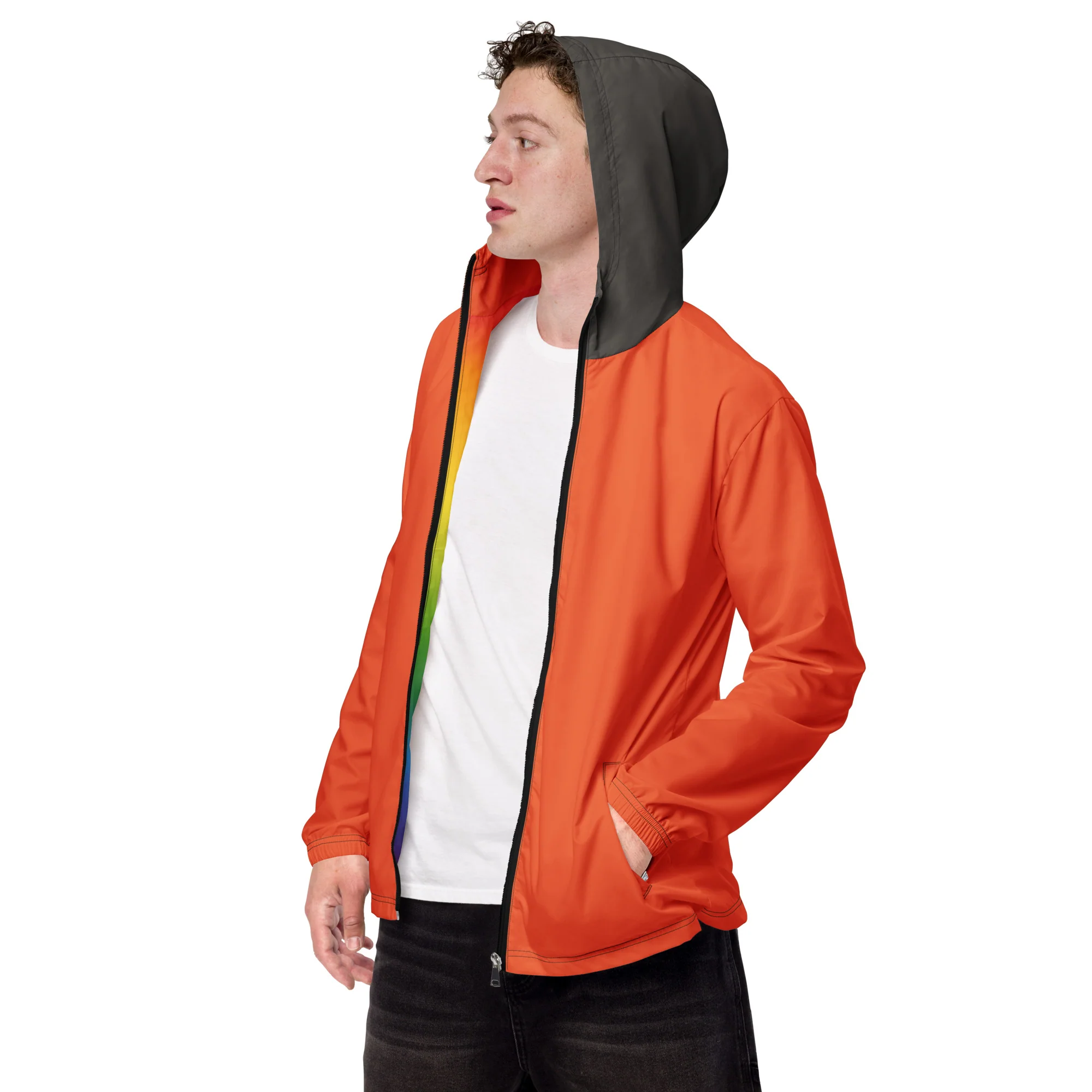 Orange With Olive Hood Windbreaker - Image 7
