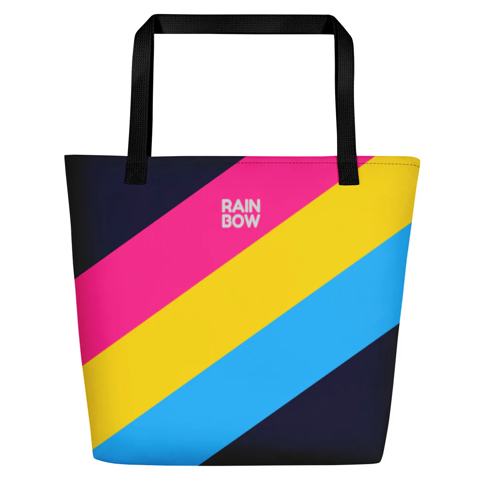 Pansexual Diagonal Stripes Large Tote/Beach Bag