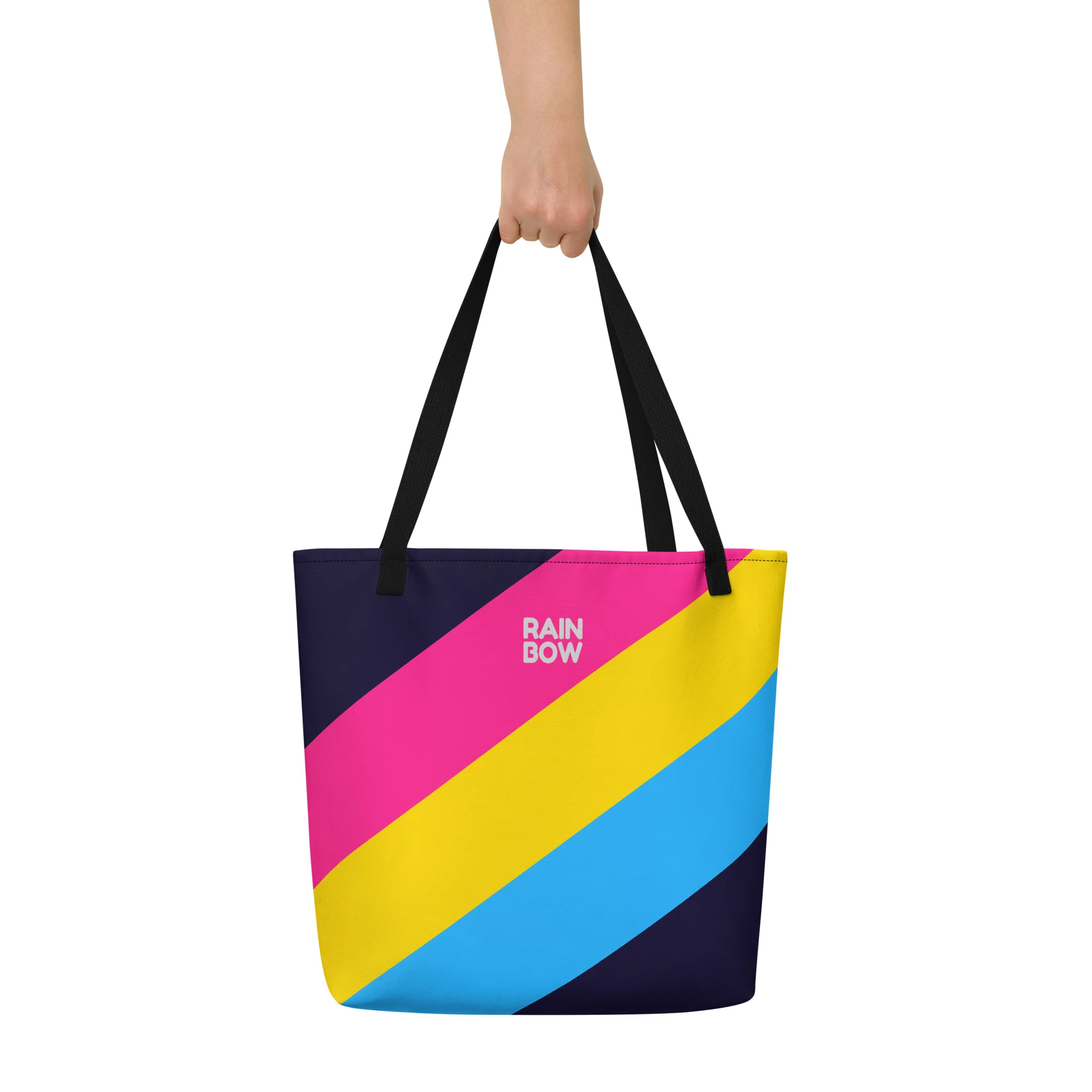 Pansexual Diagonal Stripes Large Tote/Beach Bag - Image 2