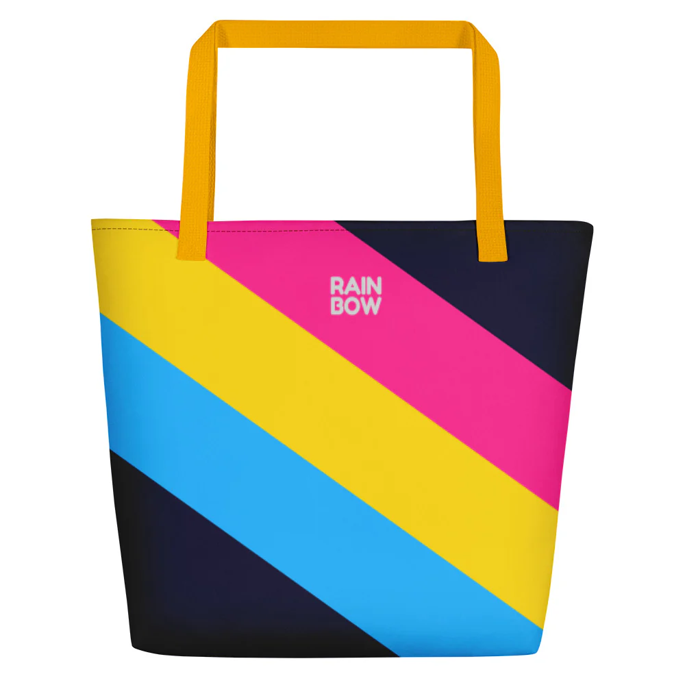Pansexual Diagonal Stripes Large Tote/Beach Bag - Image 3
