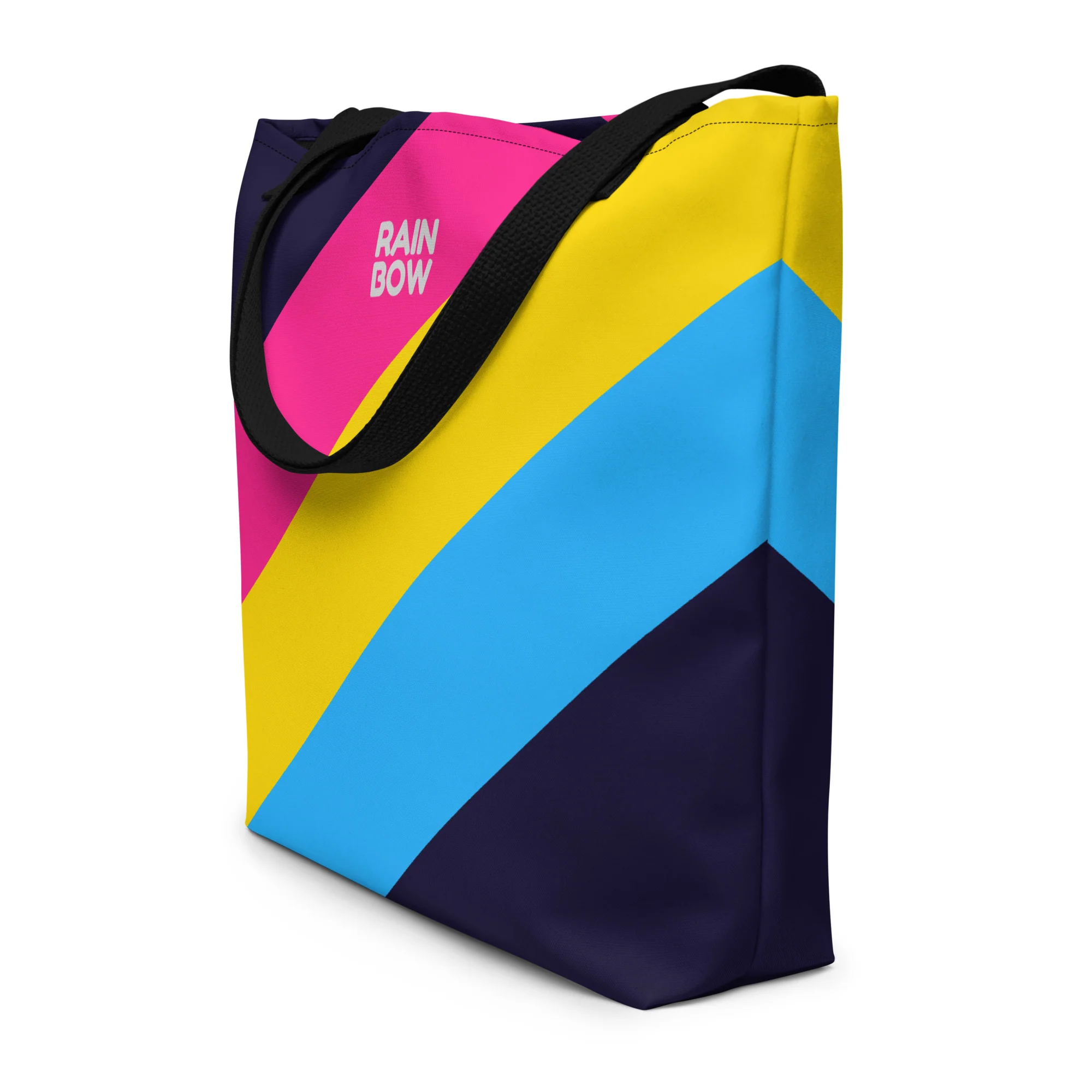 Pansexual Diagonal Stripes Large Tote/Beach Bag - Image 5