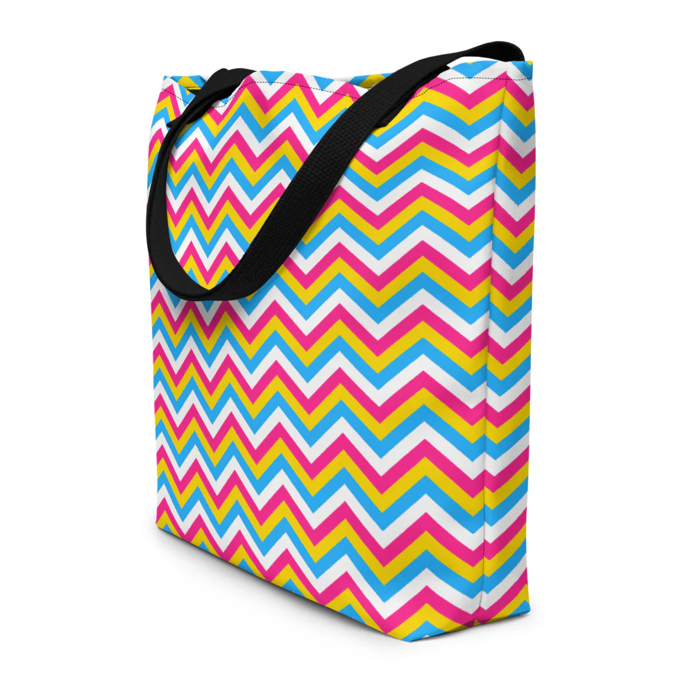 Pansexual Flag Zig Zag Large Tote/Beach Bag - Image 5