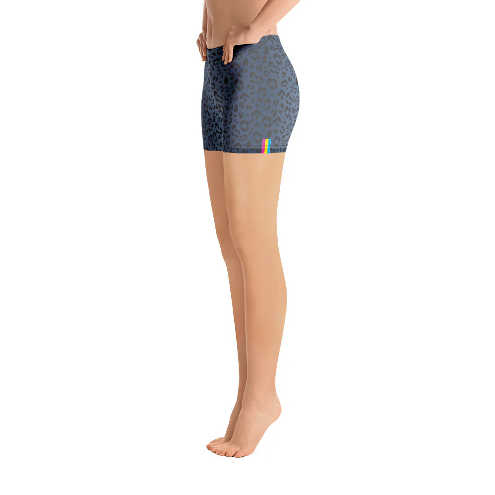 Pansexual Pride Flag Blue Leopard Print Legging Shorts - Image 2