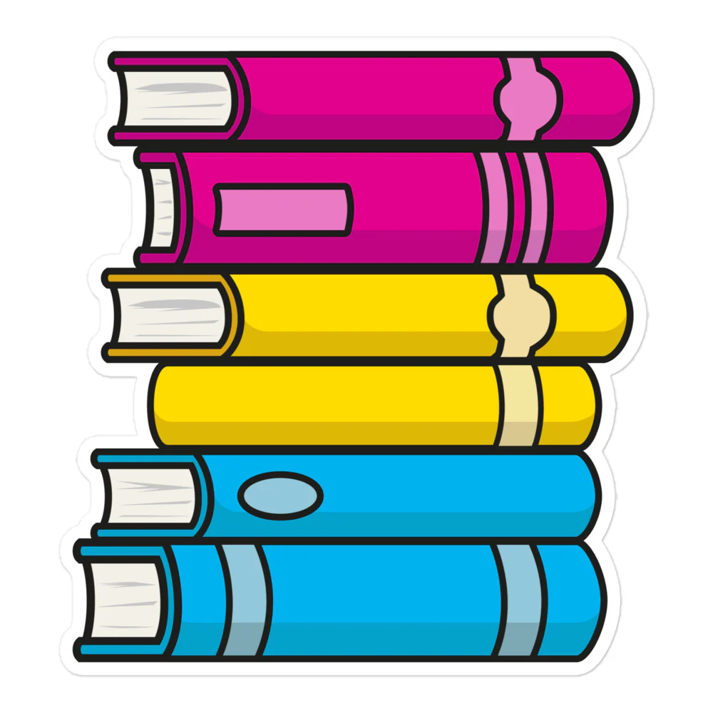 Pansexual Pride Flag Book Stack Sticker