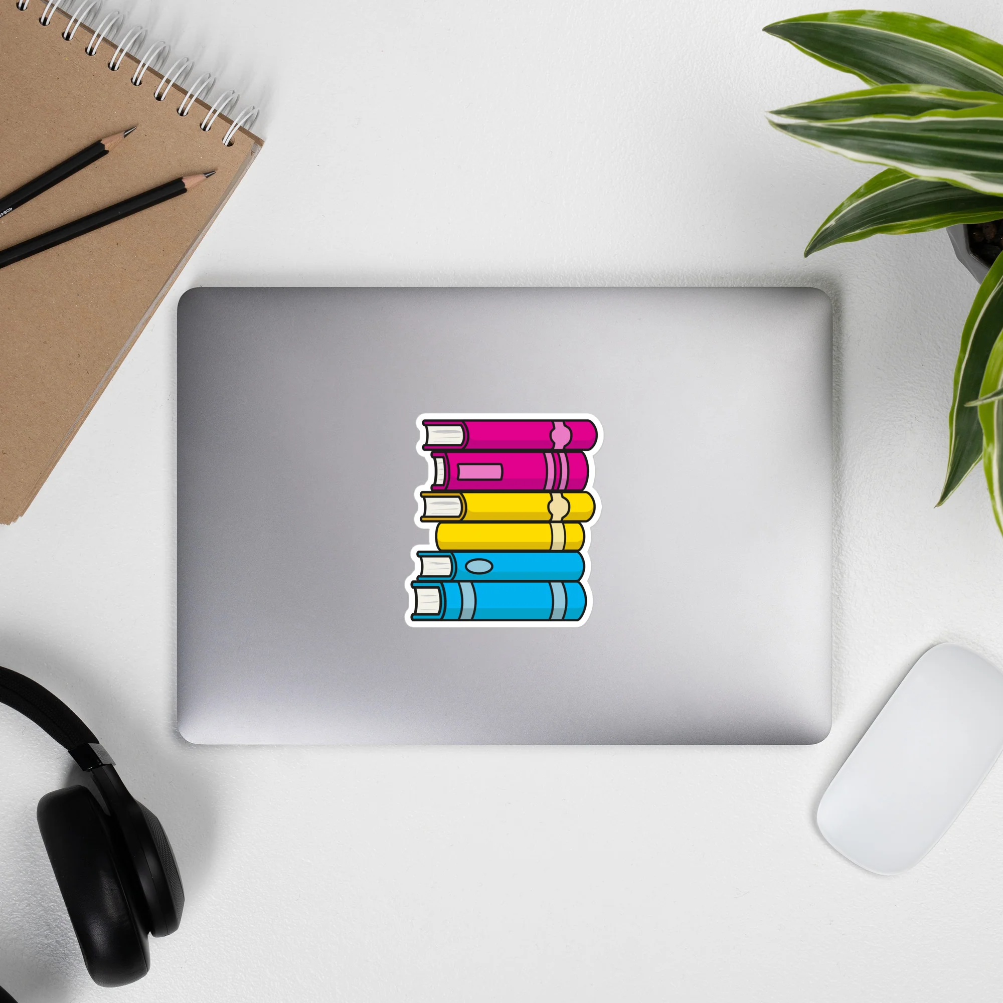 Pansexual Pride Flag Book Stack Sticker - Image 3