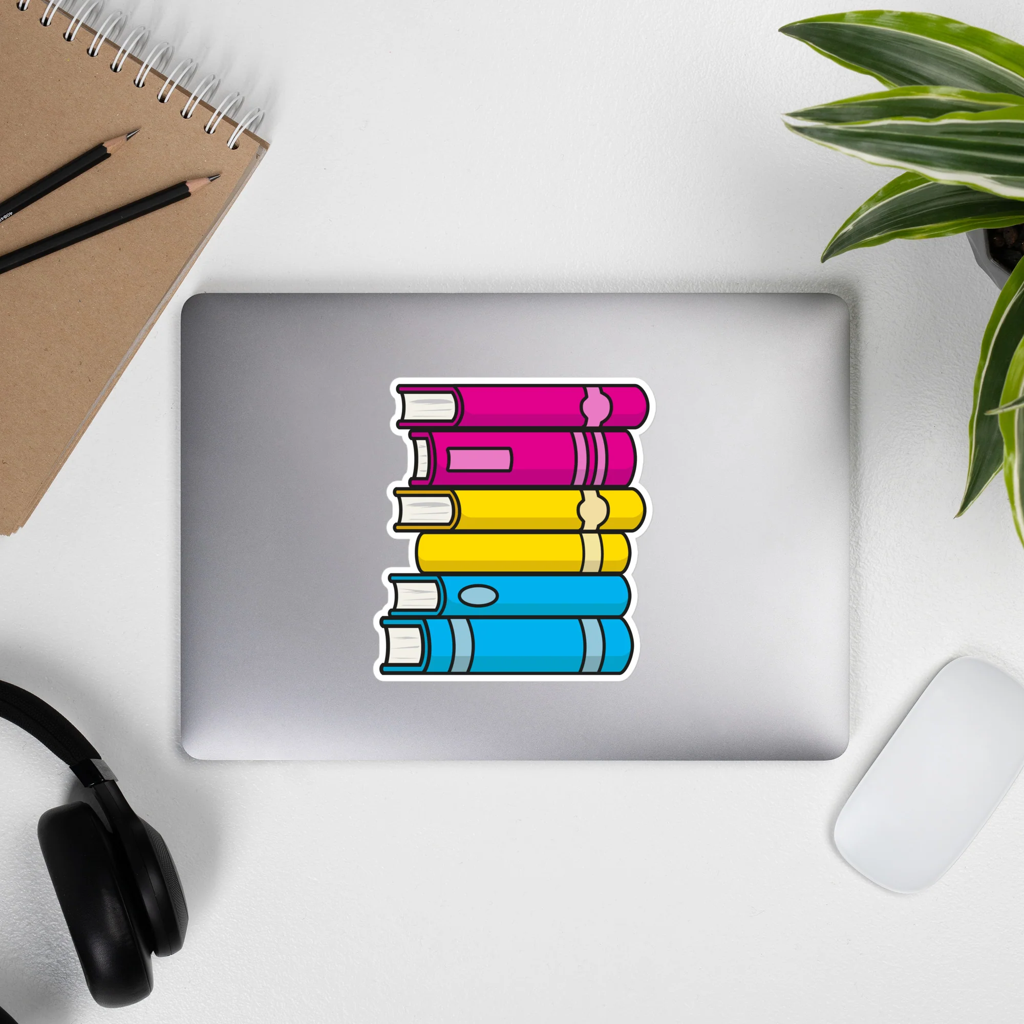 Pansexual Pride Flag Book Stack Sticker - Image 4