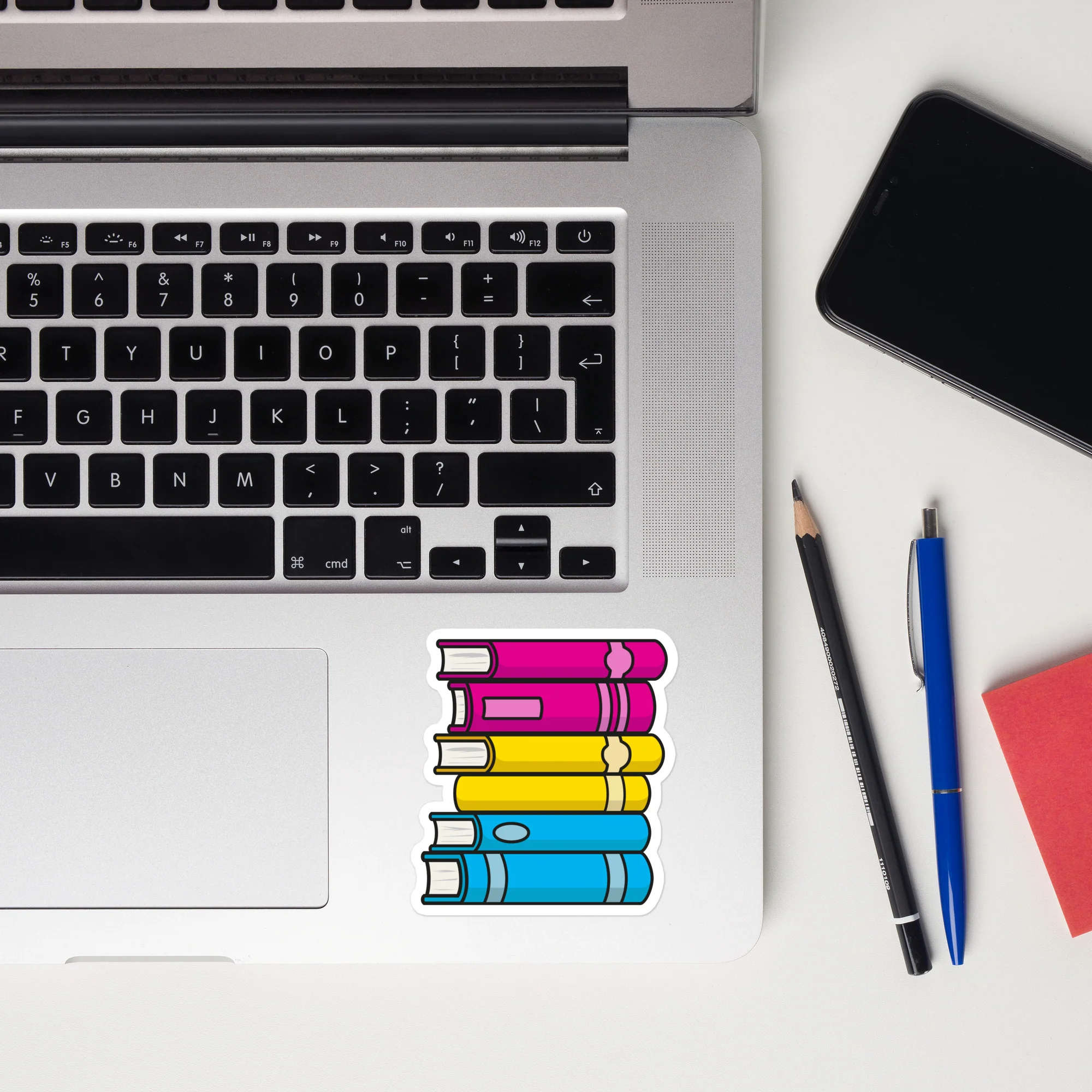 Pansexual Pride Flag Book Stack Sticker - Image 5