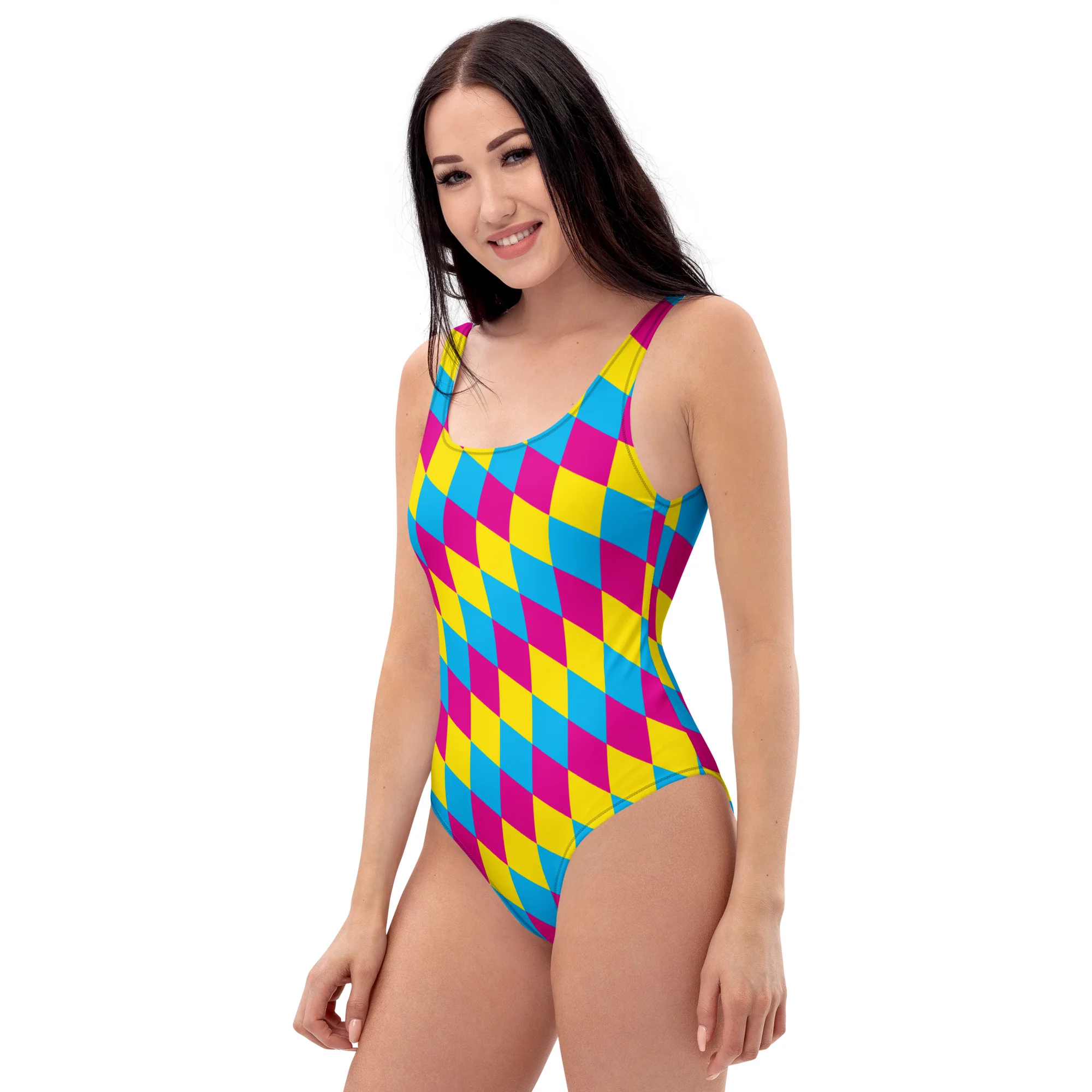 Pansexual Pride Flag Diamonds One-Piece Swimsuit - Image 5