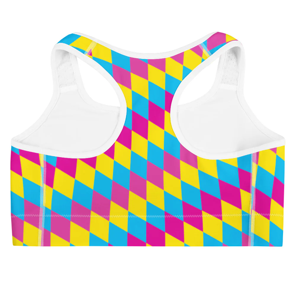 Pansexual Pride Flag Diamonds Sports Bra - Image 8