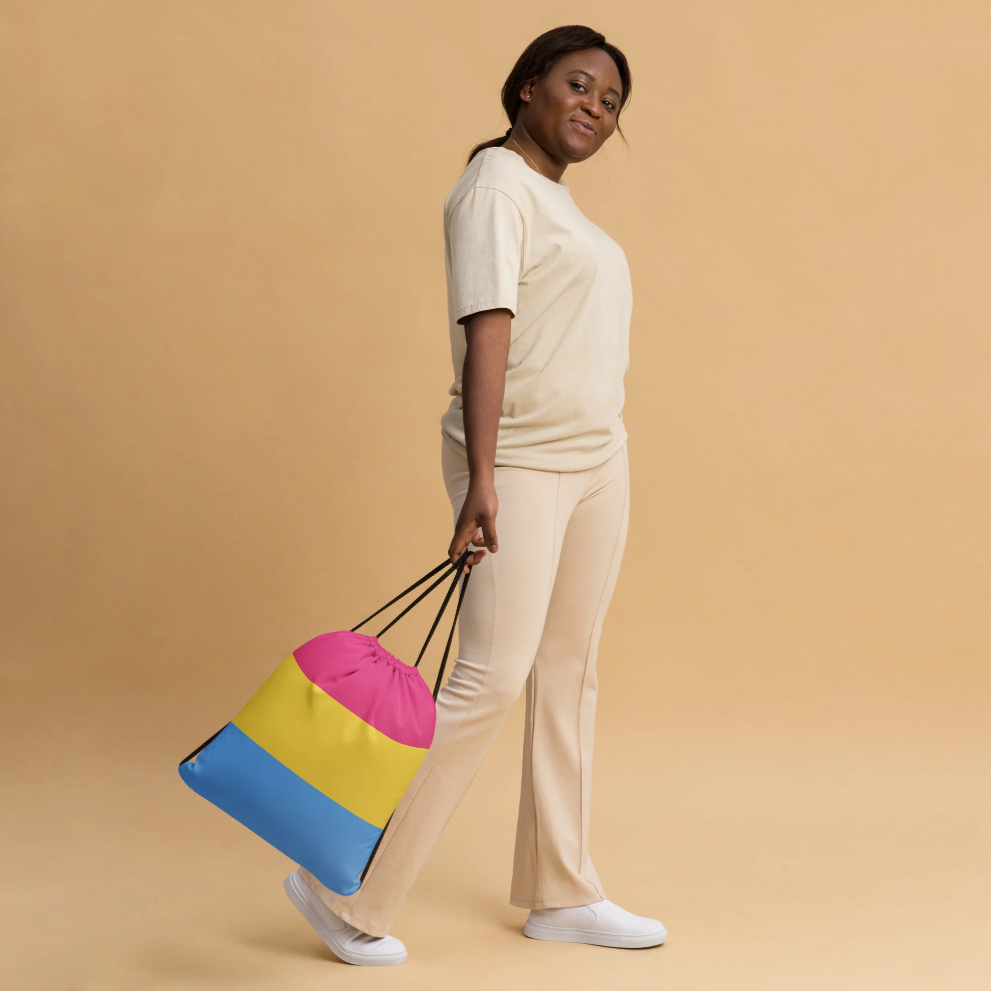 Pansexual Pride Flag Drawstring Bag - Image 3