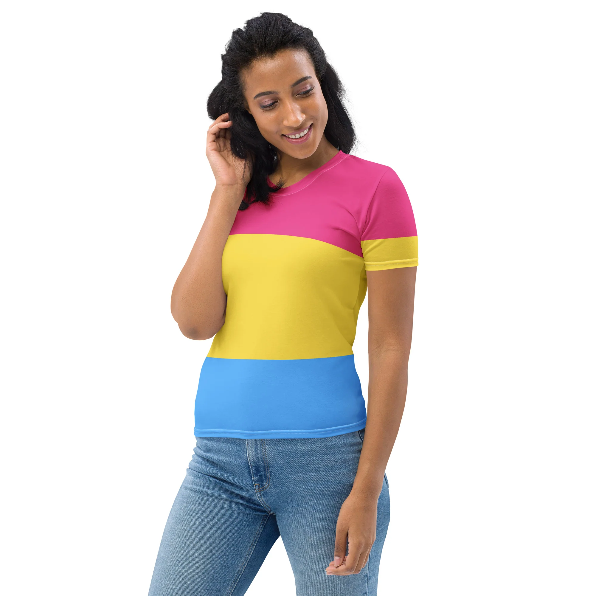 Pansexual Pride Flag Fitted T-shirt - Image 5