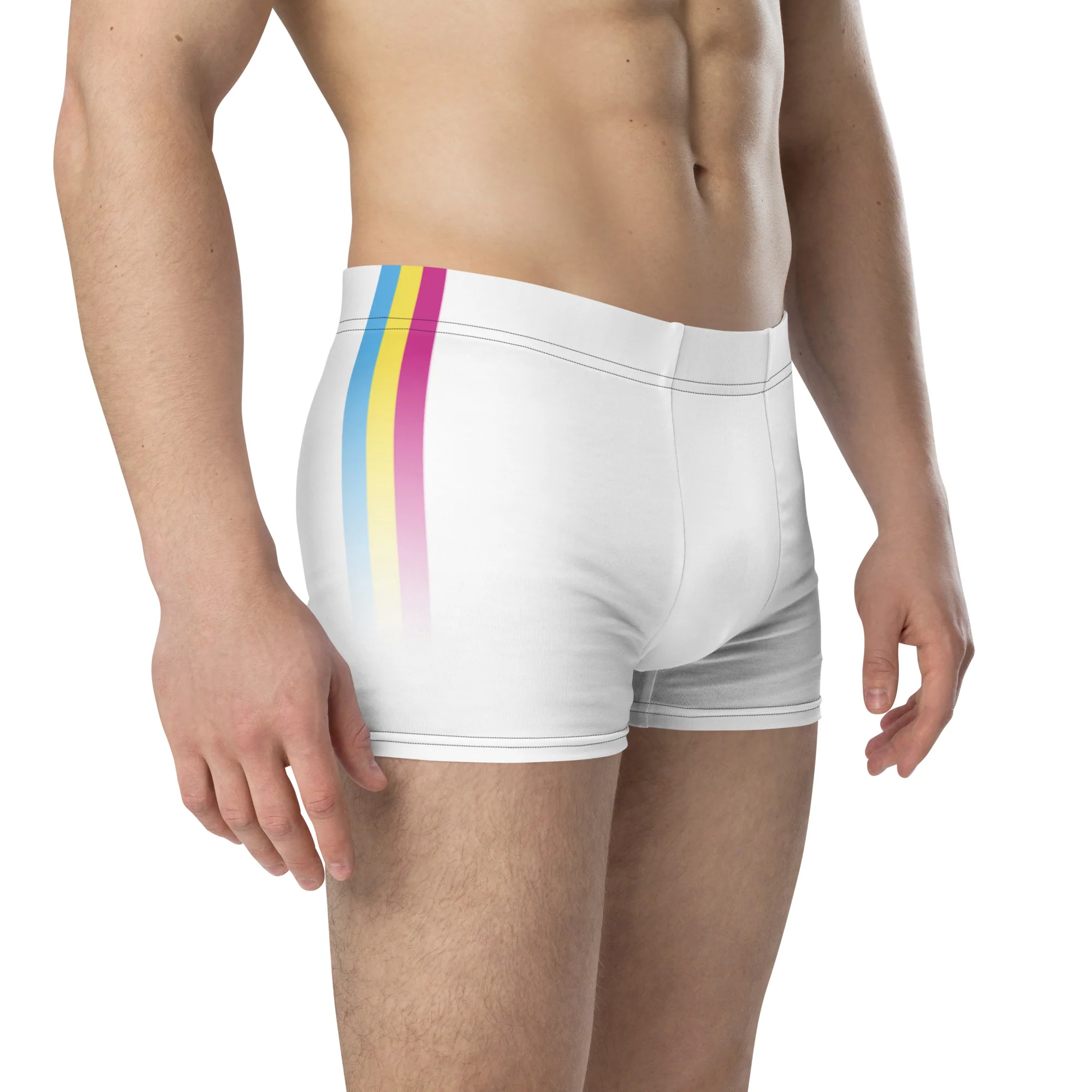 Pansexual Pride Flag Side Stripe Fade White Boxer Briefs - Image 3
