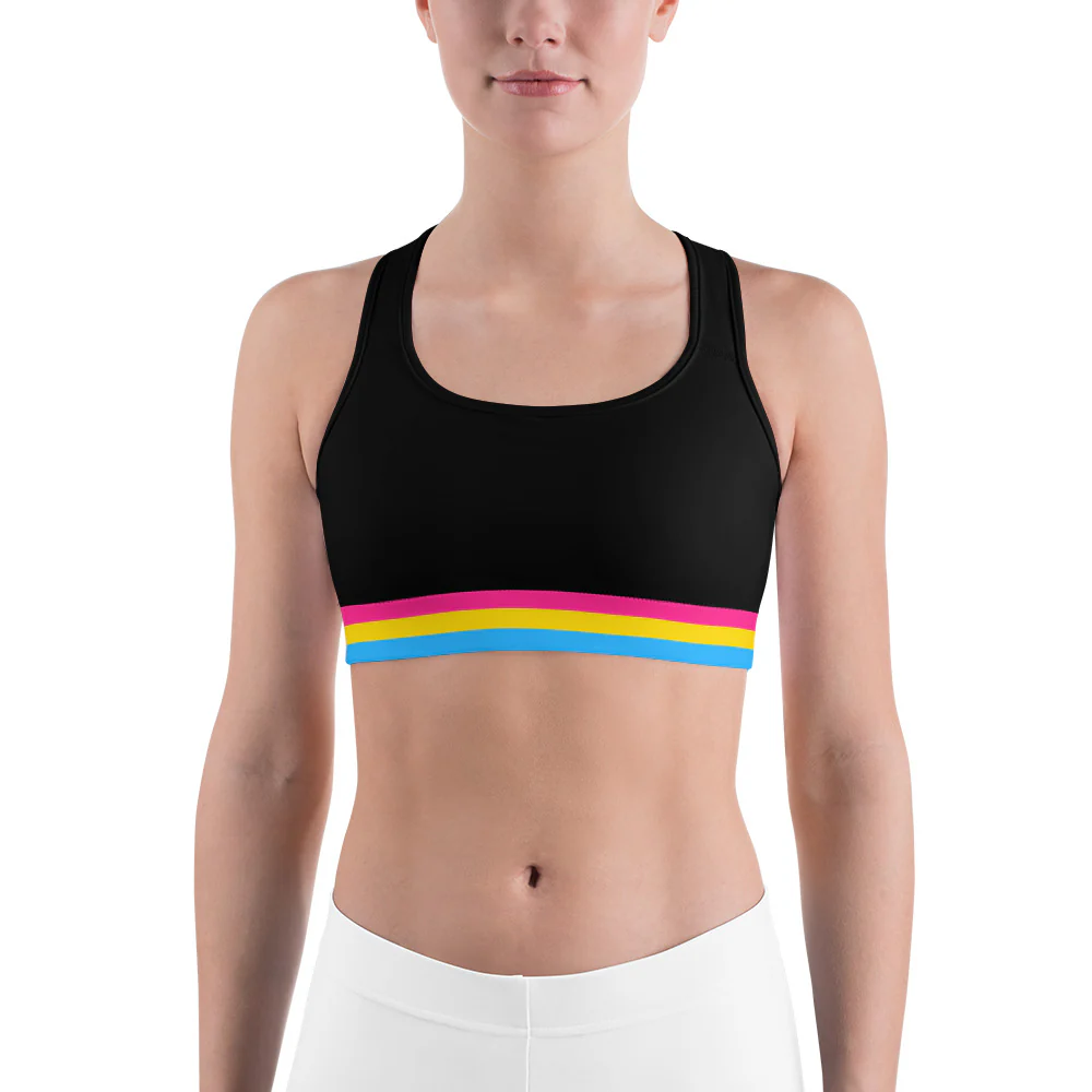 Pansexual Pride Flag Trim Sports bra - Image 3
